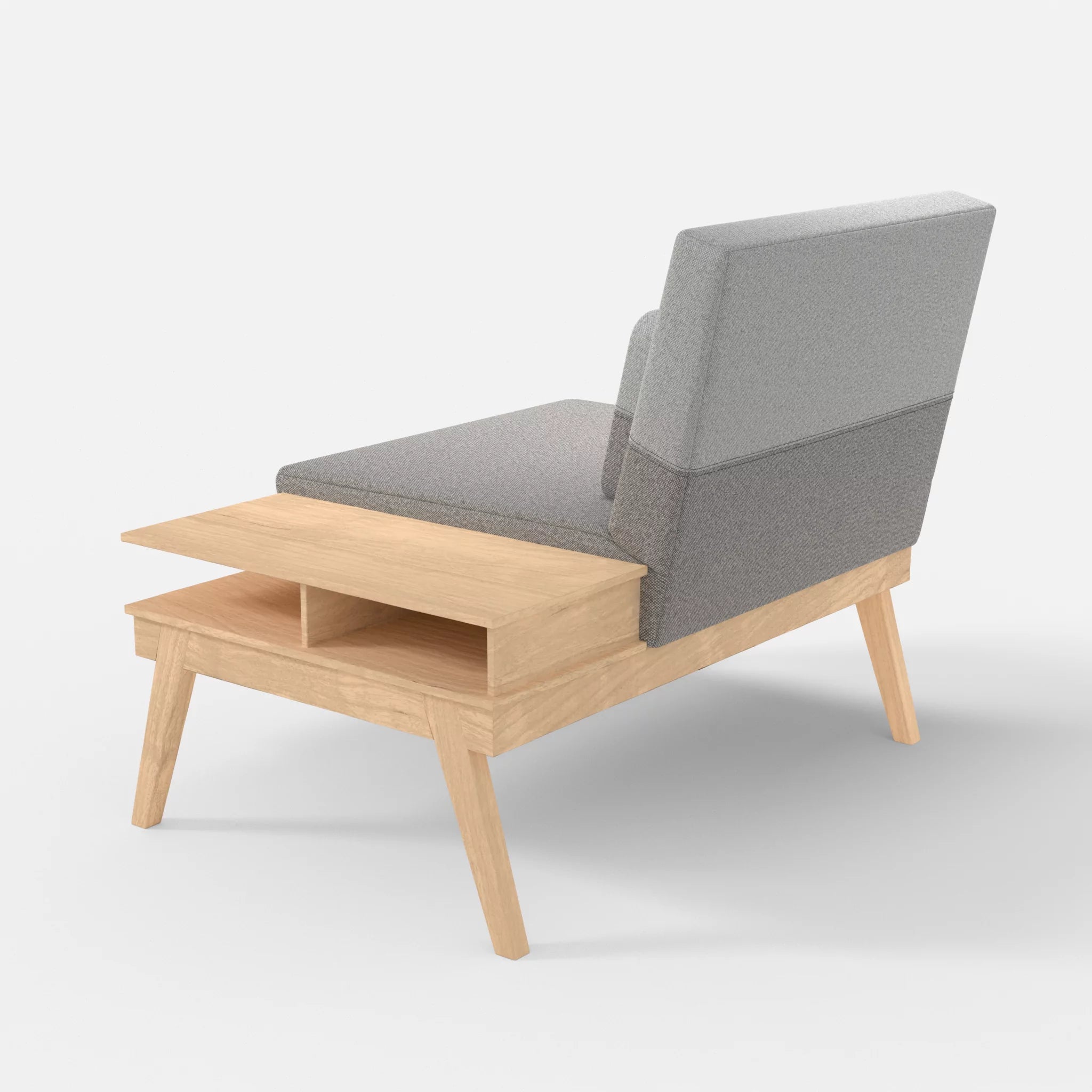 1er Sitzsofa Bauz mit Ablage rechts celia0208-celia0204 in Mittelgrau und Hellgrau von hinten