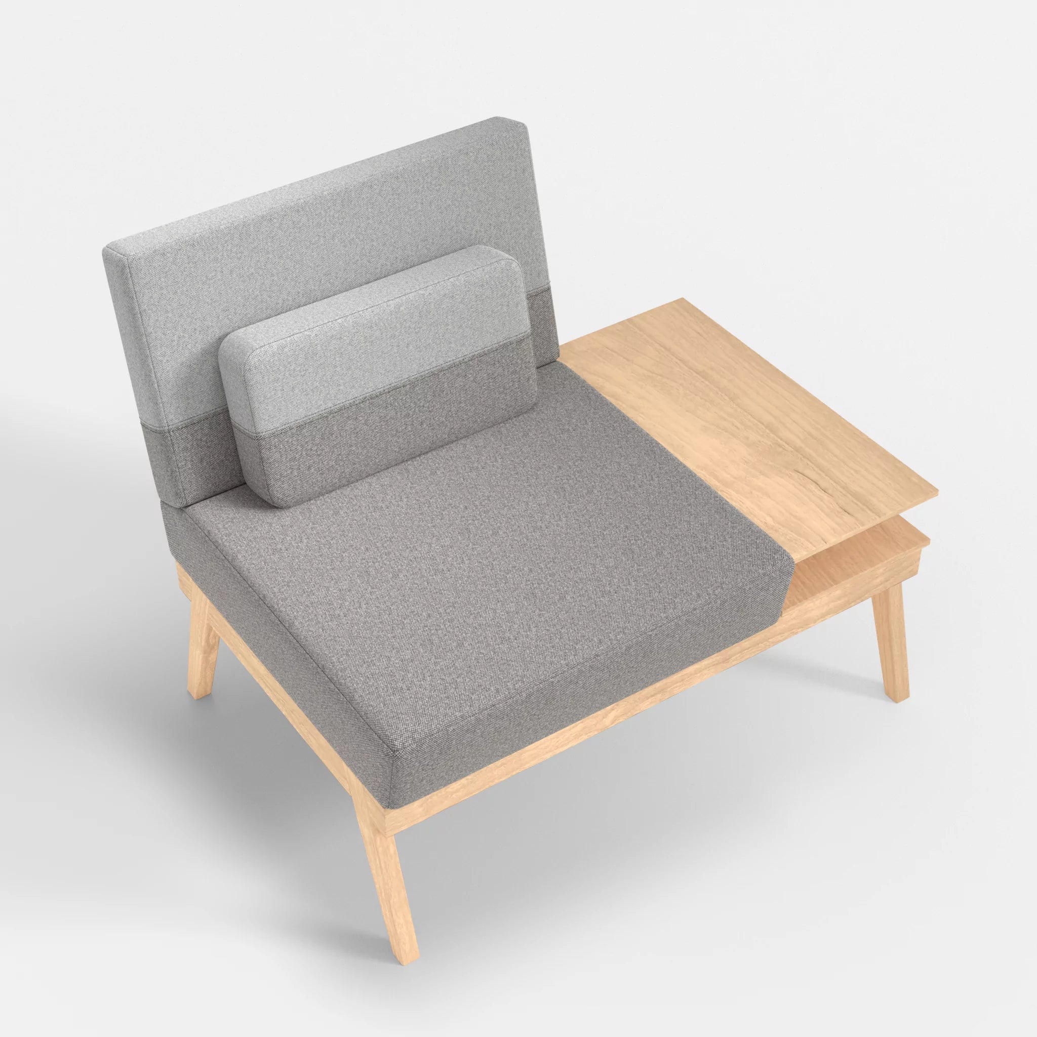 1er Sitzsofa Bauz mit Ablage rechts celia0208-celia0204 in Mittelgrau und Hellgrau von oben