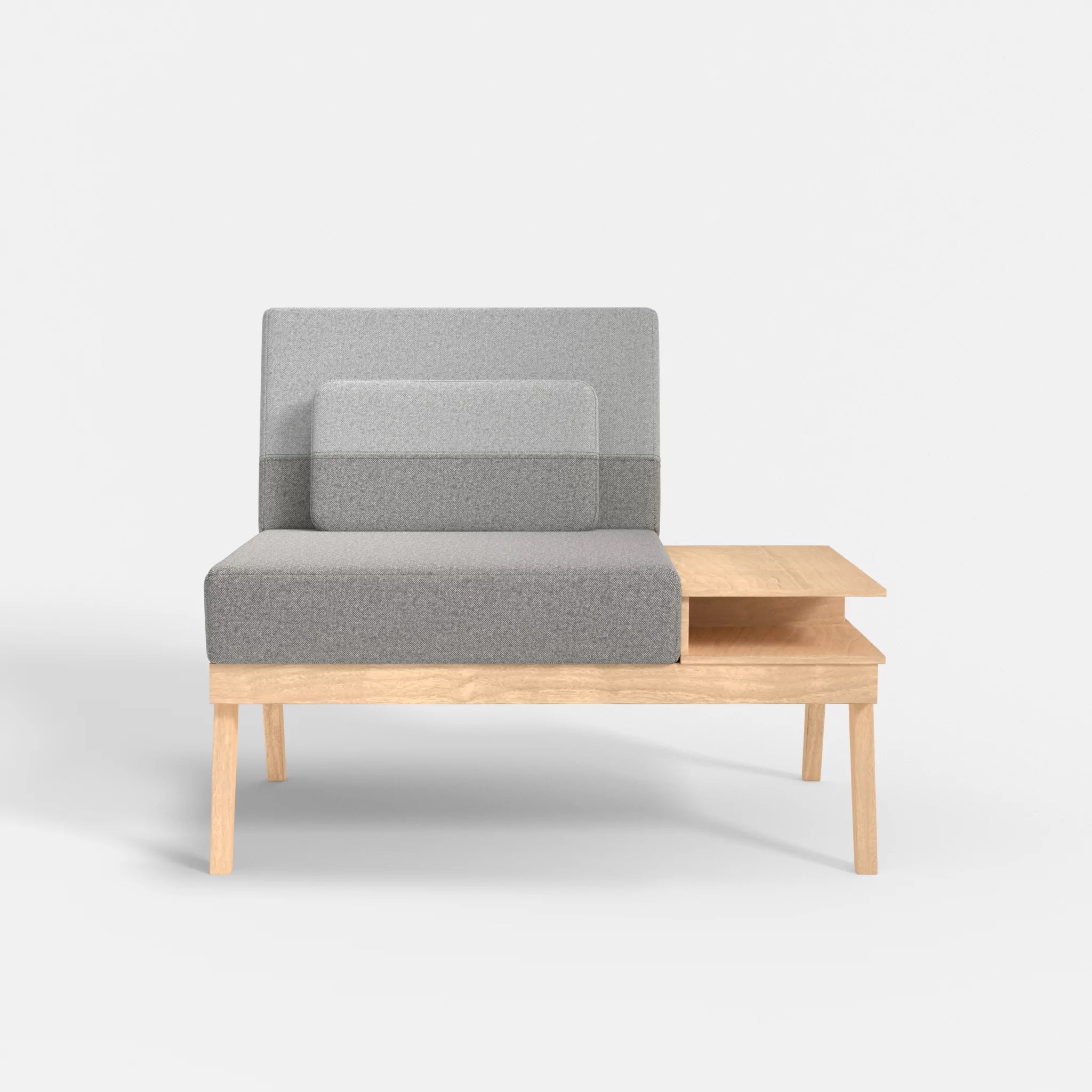 1er Sitzsofa Bauz mit Ablage rechts celia0208-celia0204 in Mittelgrau und Hellgrau von vorne