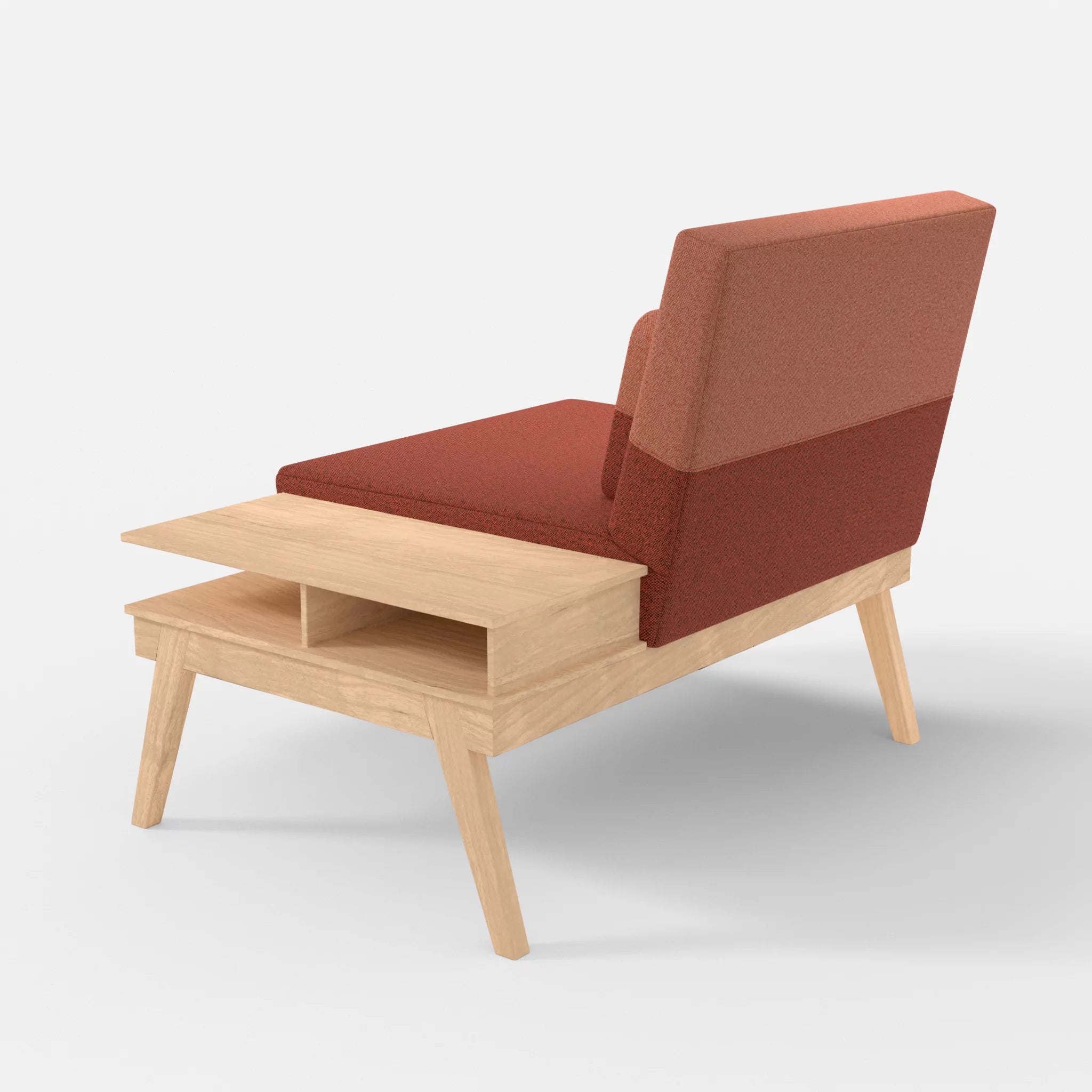 1er Sitzsofa Bauz mit Ablage rechts celia0214-celia0217 in Terracotta und Orange von hinten