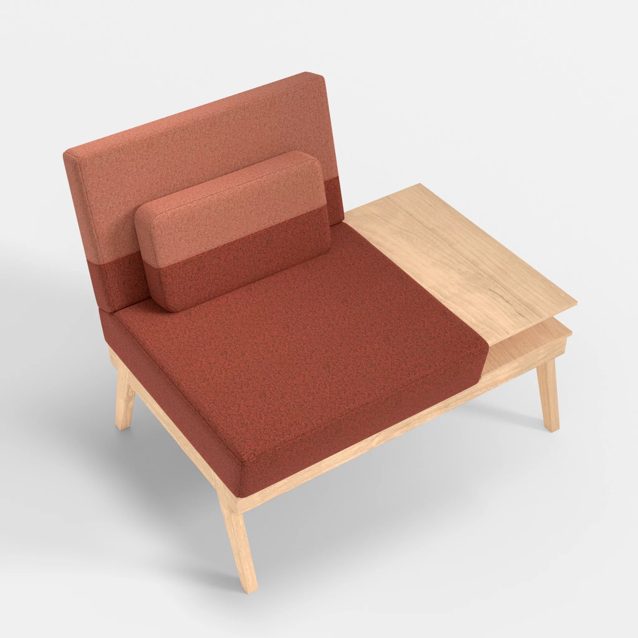 1er Sitzsofa Bauz mit Ablage rechts celia0214-celia0217 in Terracotta und Orange von oben
