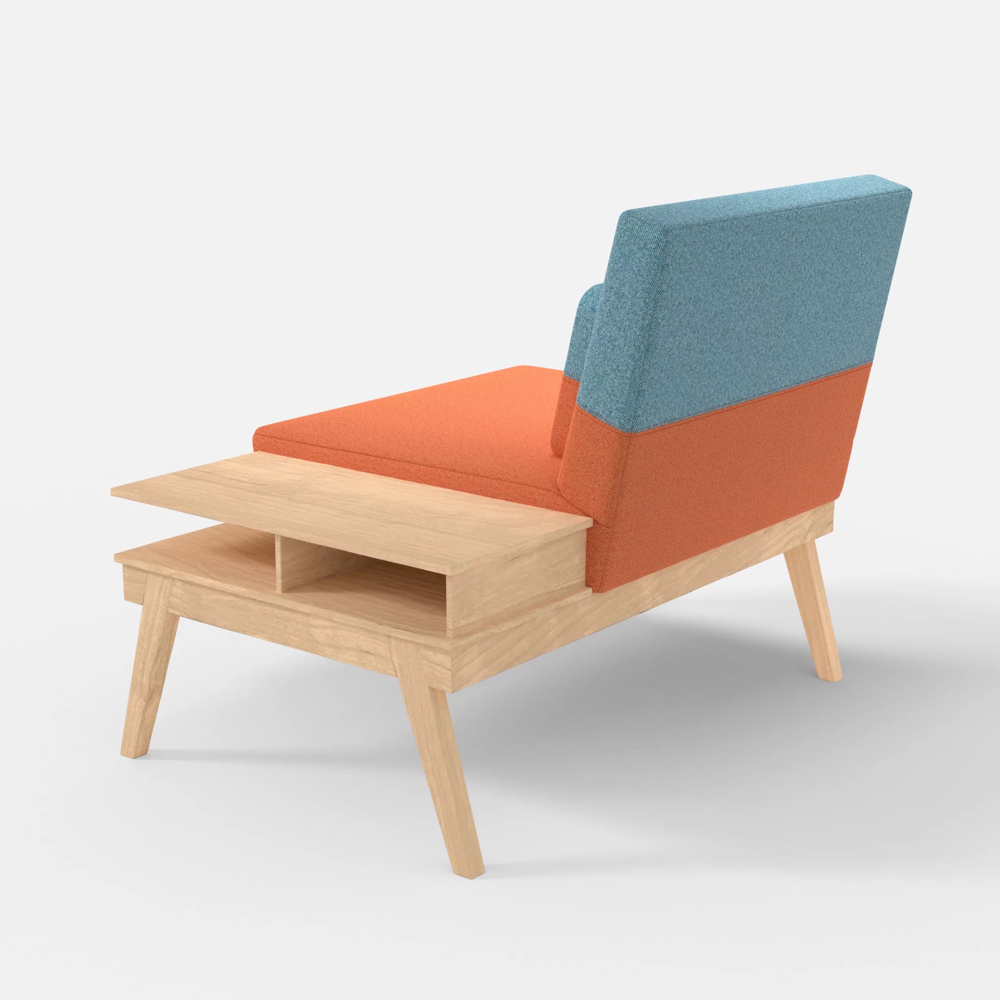 1er Sitzsofa Bauz mit Ablage rechts celia0215-celia0209 in Orange und Türkis von hinten