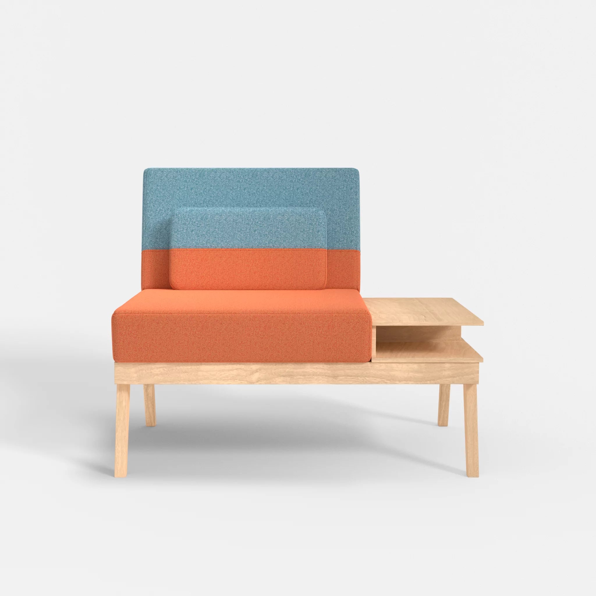 1er Sitzsofa Bauz mit Ablage rechts celia0215-celia0209 in Orange und Türkis von vorne