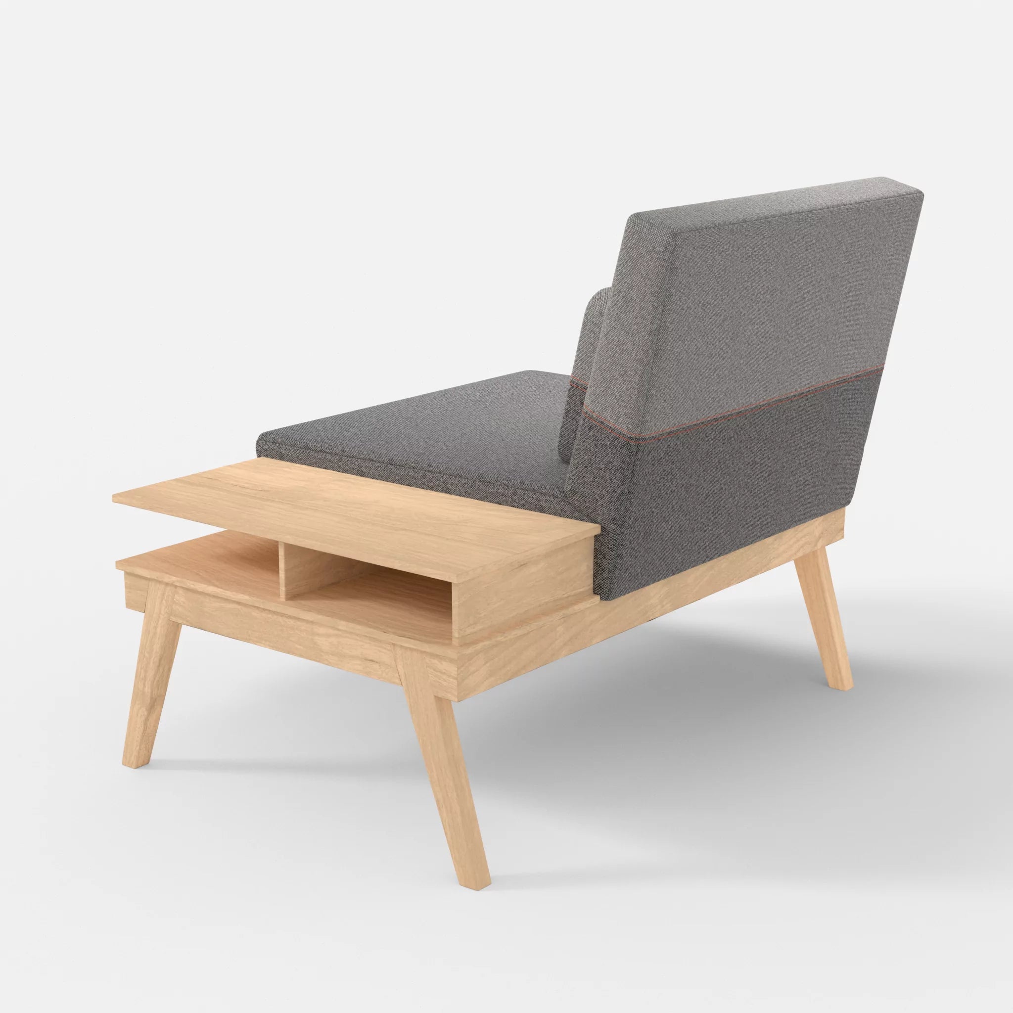 1er Sitzsofa Bauz mit Ablage rechts celia0218-celia0208 in Dunkelgrau und Mittelgrau von hinten