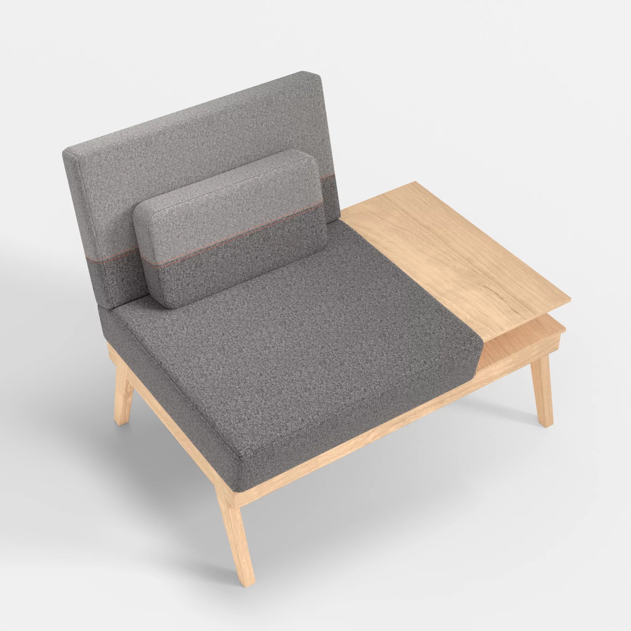 1er Sitzsofa Bauz mit Ablage rechts celia0218-celia0208 in Dunkelgrau und Mittelgrau von oben