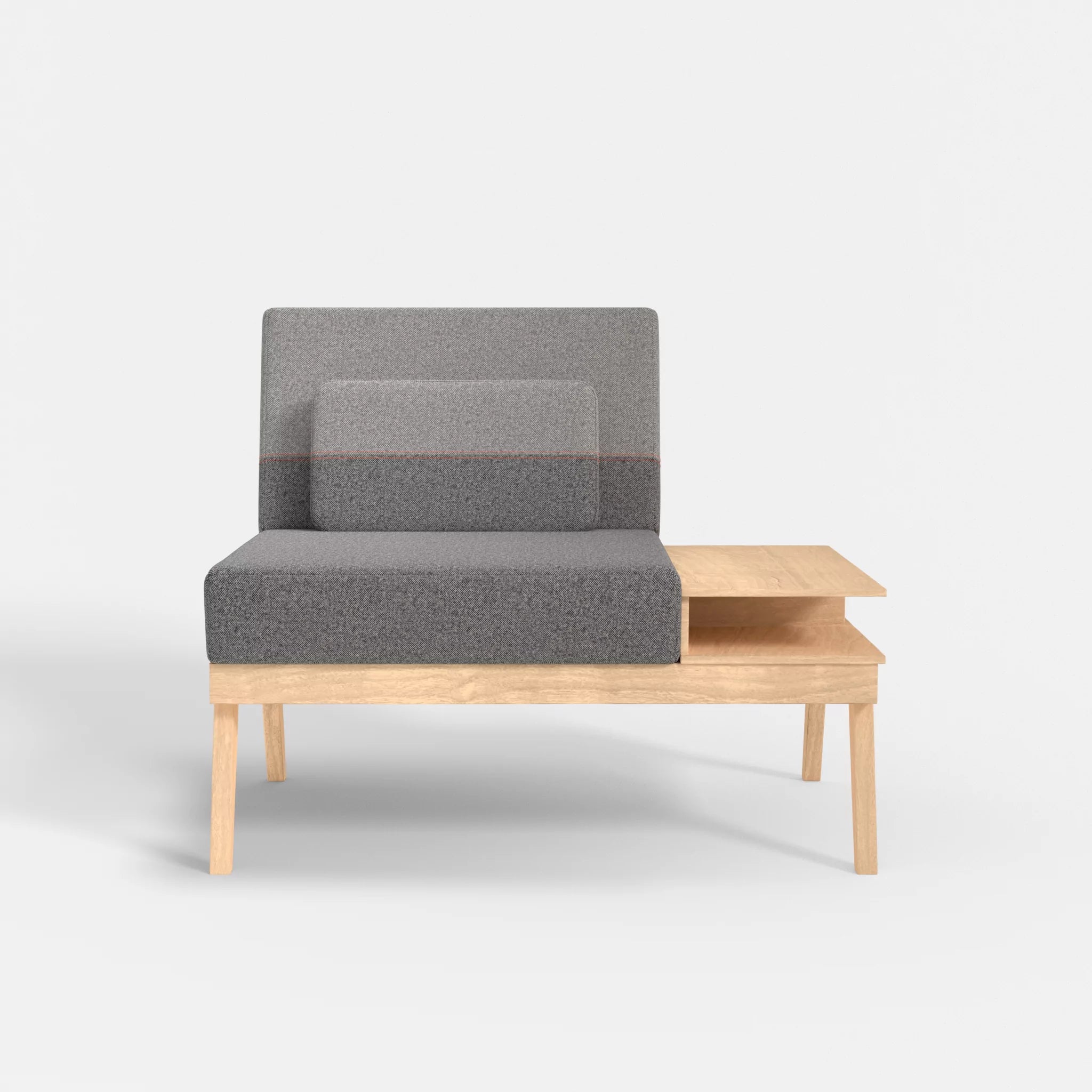 1er Sitzsofa Bauz mit Ablage rechts celia0218-celia0208 in Dunkelgrau und Mittelgrau von vorne