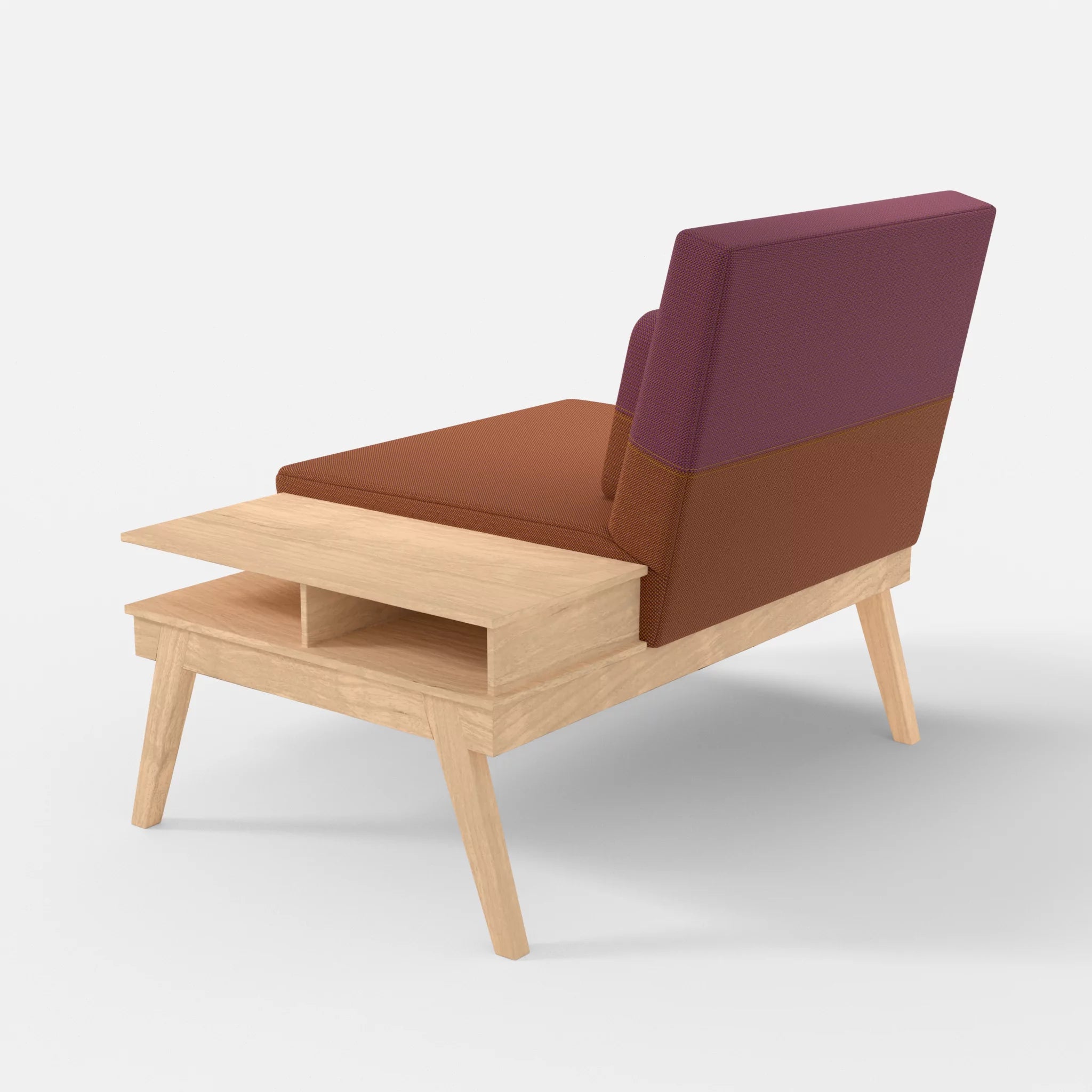 1er Sitzsofa Bauz mit Ablage rechts credokupfer-credobreva in Braun und Violett von hinten