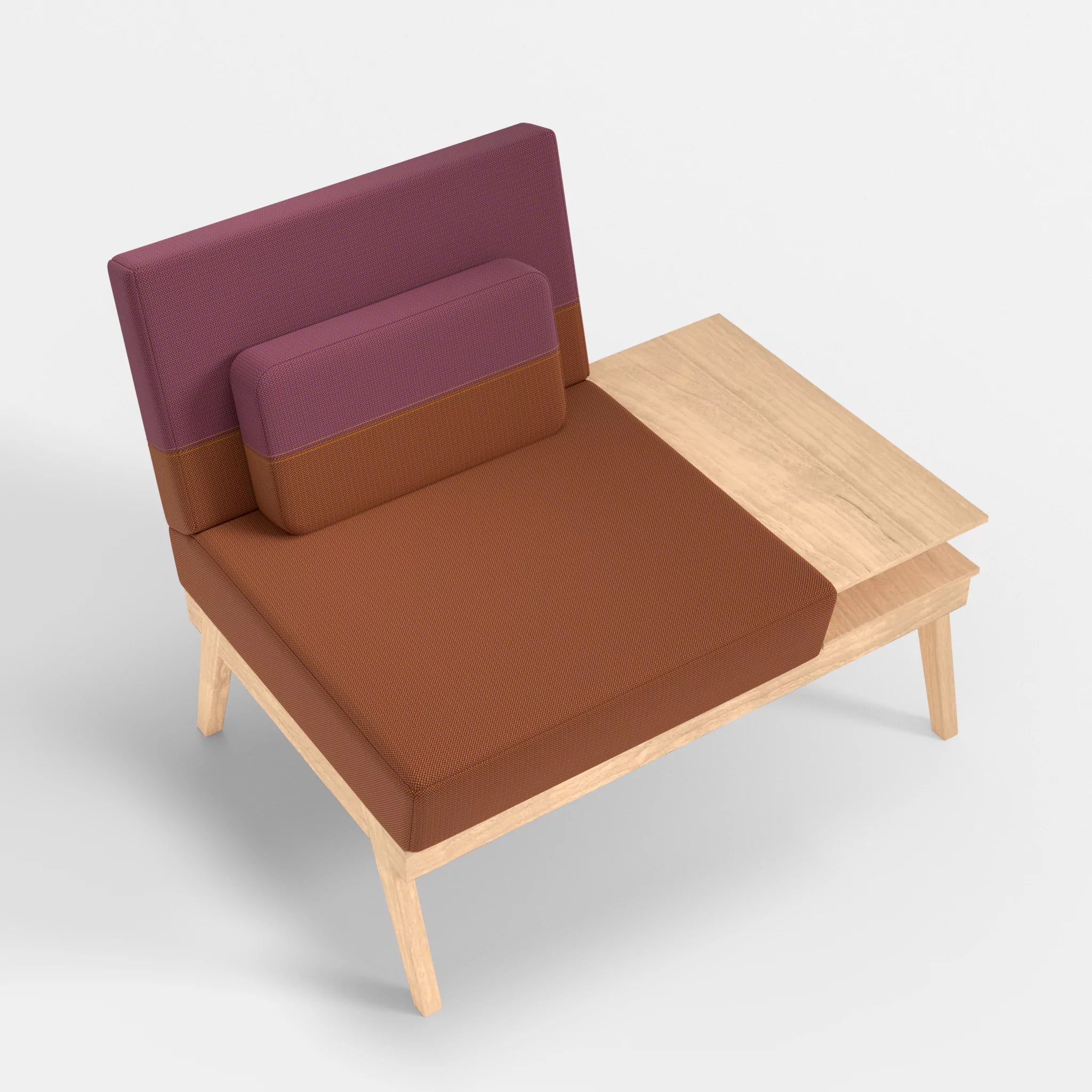 1er Sitzsofa Bauz mit Ablage rechts credokupfer-credobreva in Braun und Violett von oben