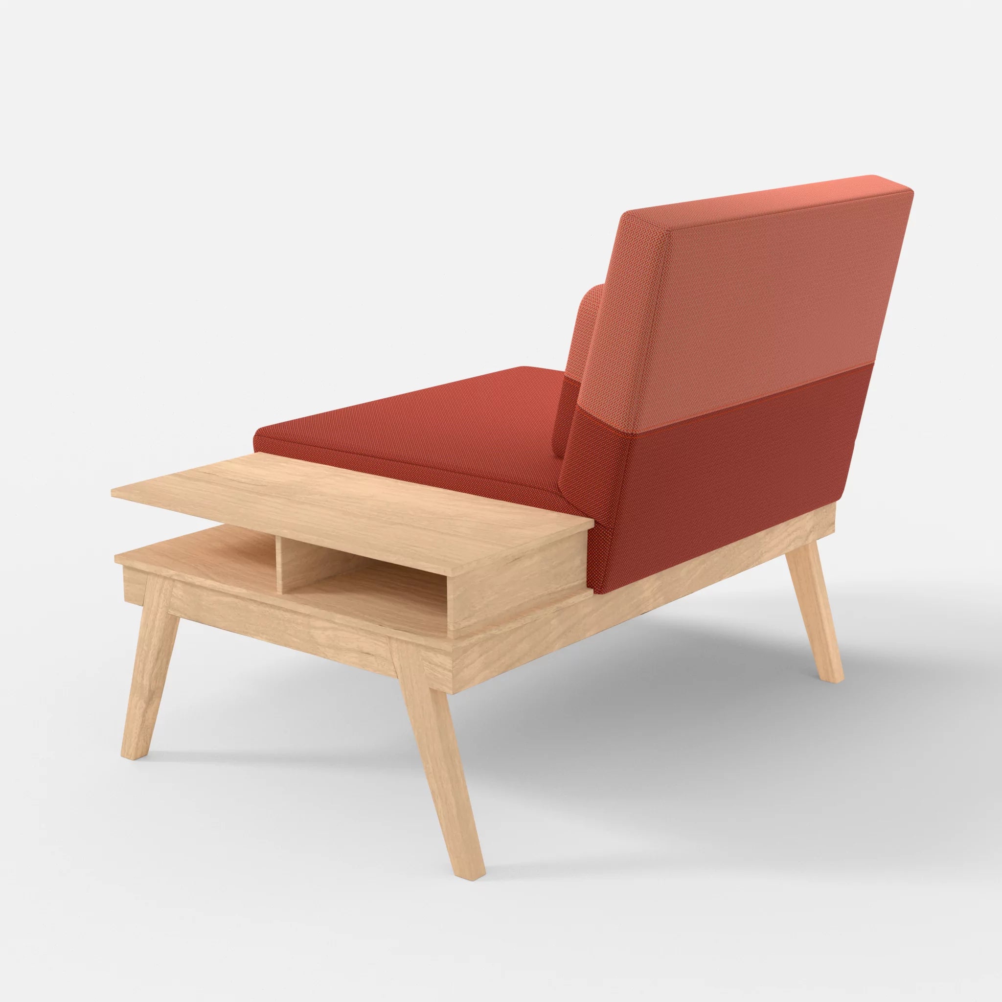 1er Sitzsofa Bauz mit Ablage rechts credolampion-credograpefruit in Rot und Coral von hinten