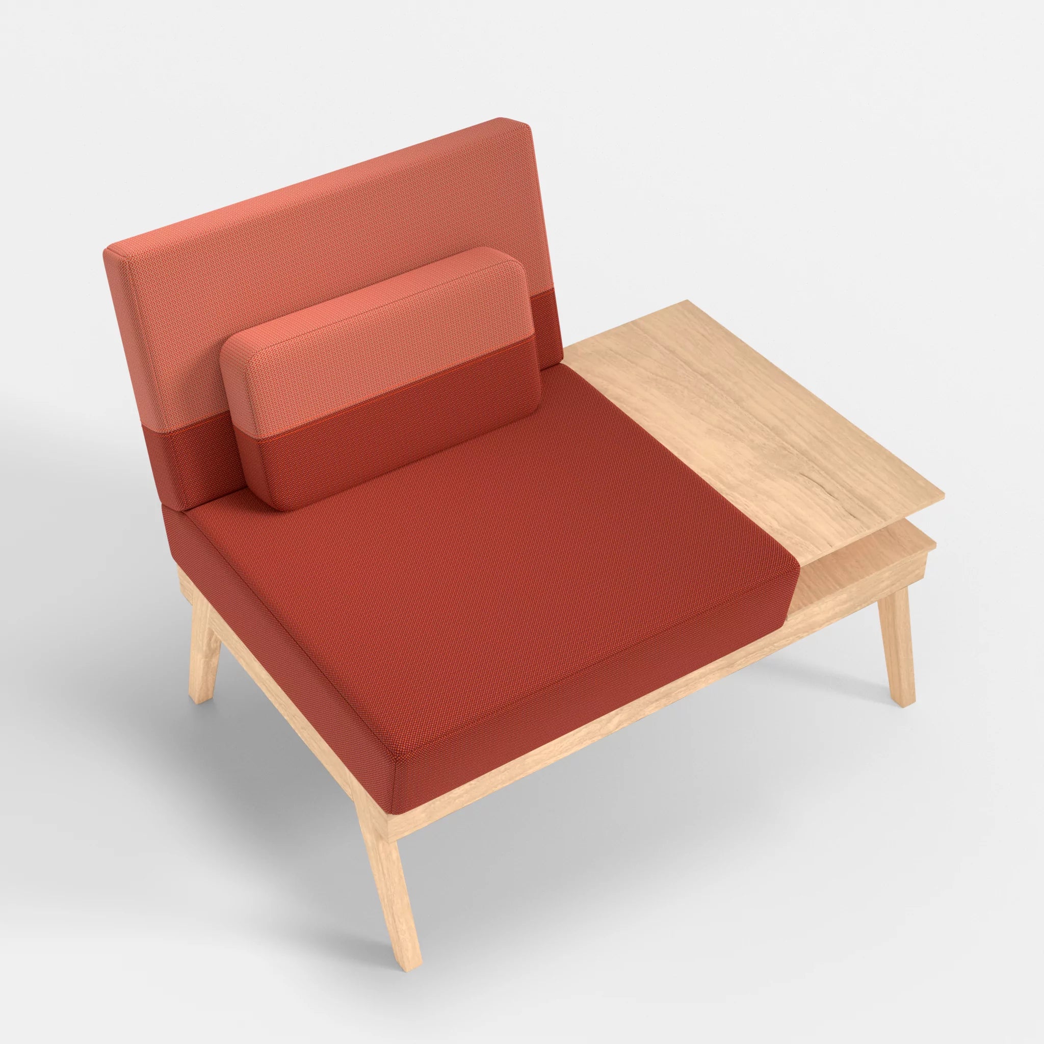 1er Sitzsofa Bauz mit Ablage rechts credolampion-credograpefruit in Rot und Coral von oben