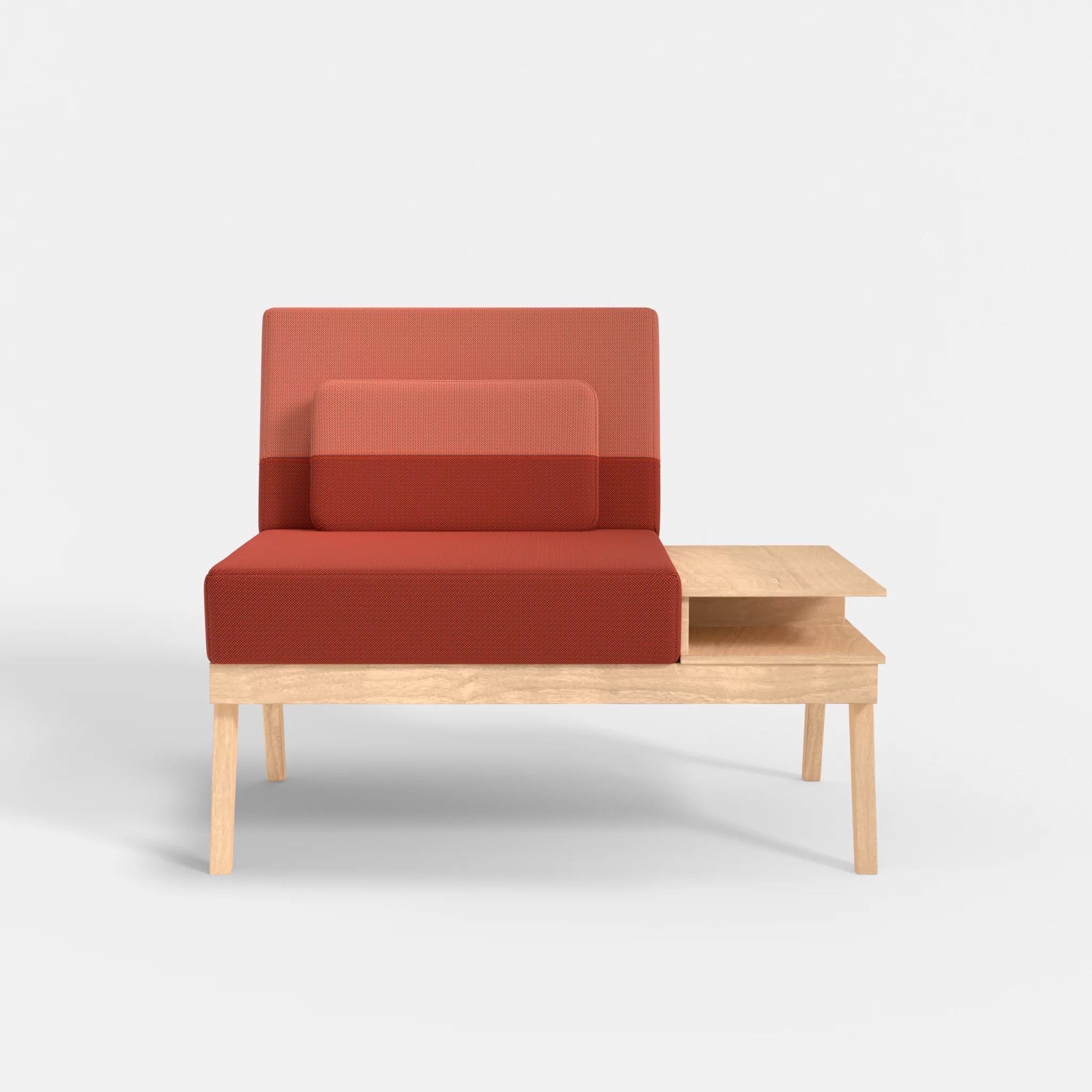 1er Sitzsofa Bauz mit Ablage rechts credolampion-credograpefruit in Rot und Coral von vorne