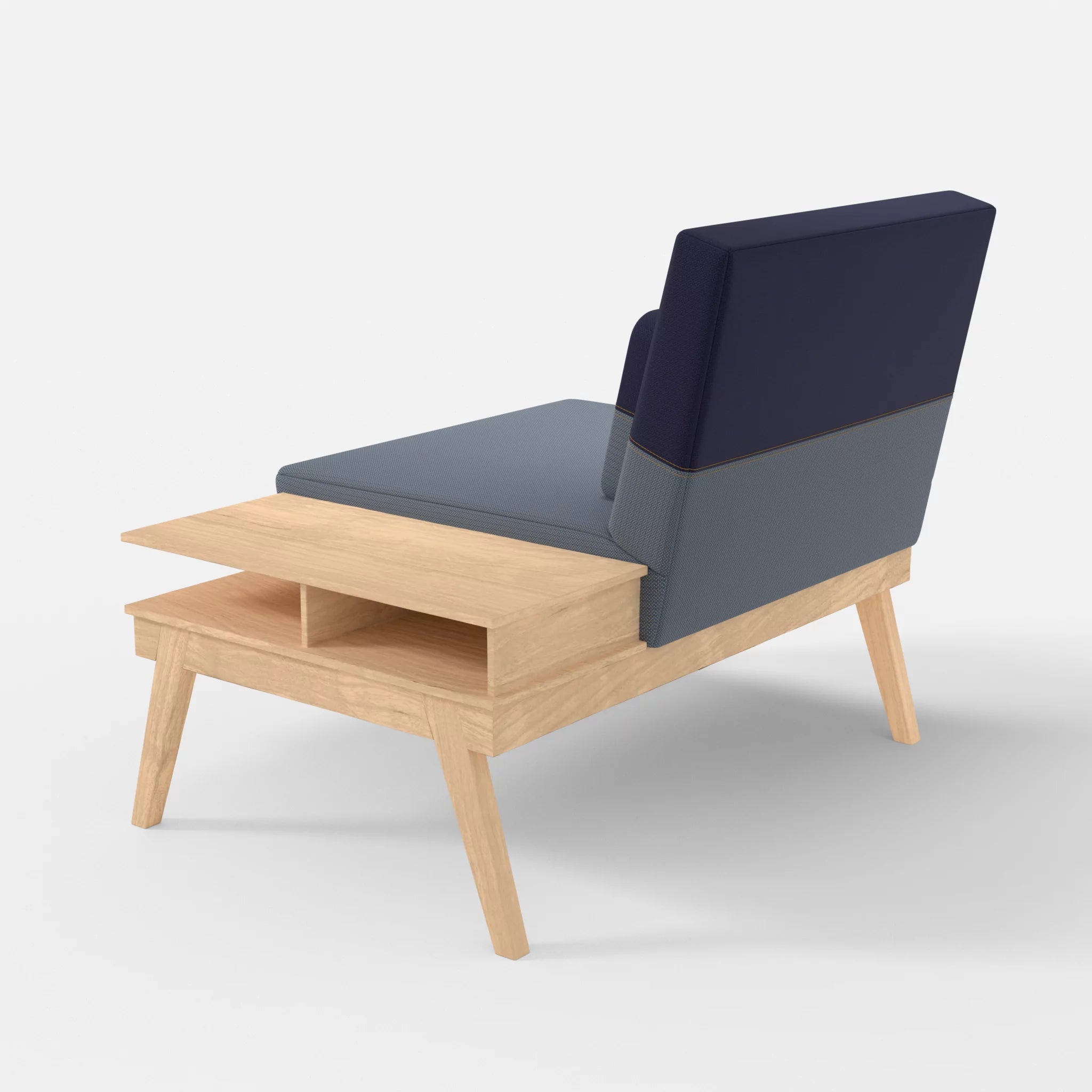 1er Sitzsofa Bauz mit Ablage rechts credosea-credonavy in Blau und Navy von hinten