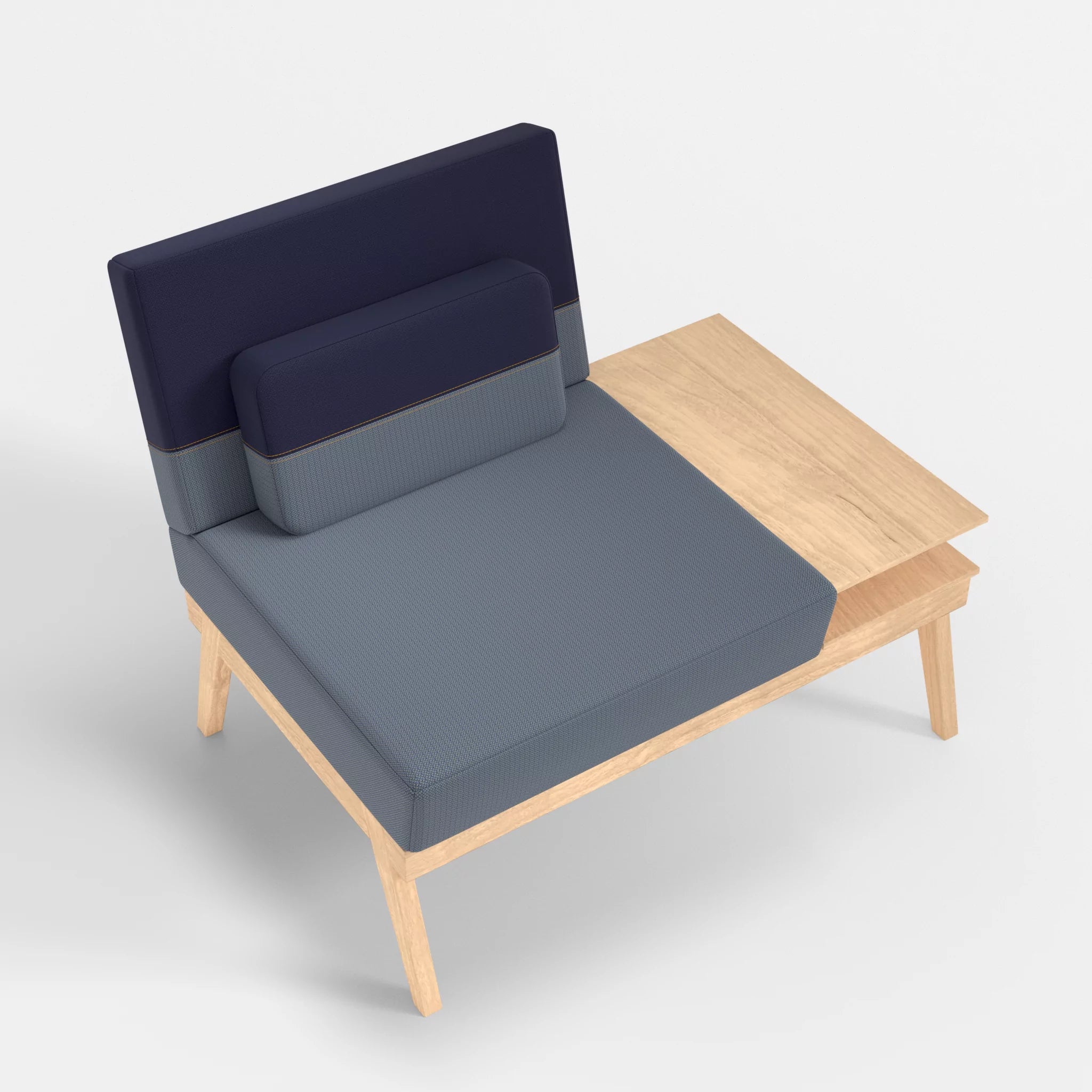 1er Sitzsofa Bauz mit Ablage rechts credosea-credonavy in Blau und Navy von oben