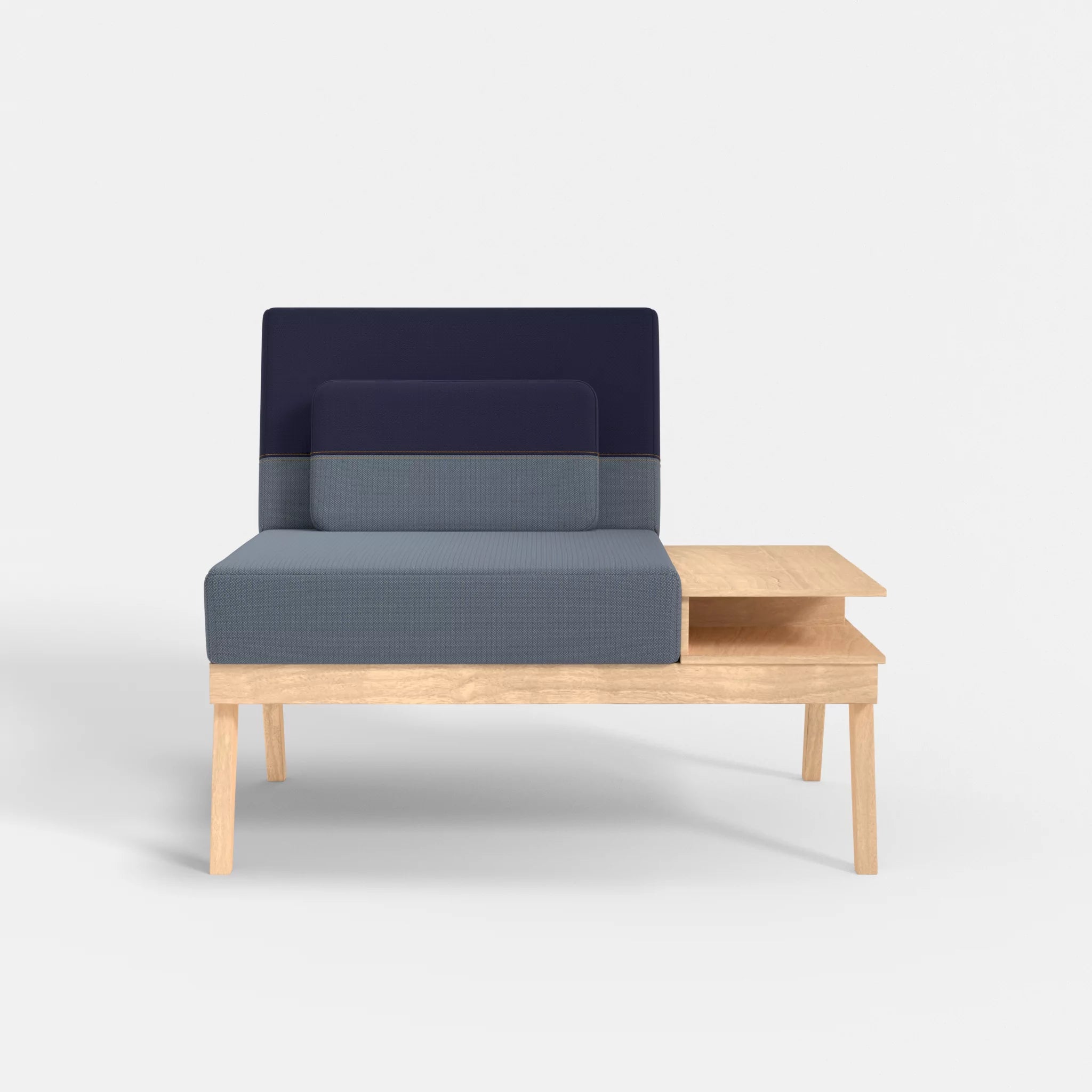 1er Sitzsofa Bauz mit Ablage rechts credosea-credonavy in Blau und Navy von vorne