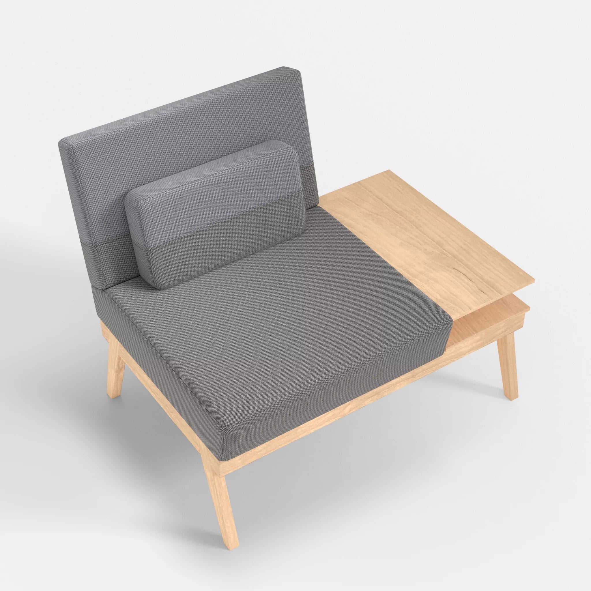1er Sitzsofa Bauz mit Ablage rechts credozinn-credochalk in Mittelgrau und Hellgrau von oben