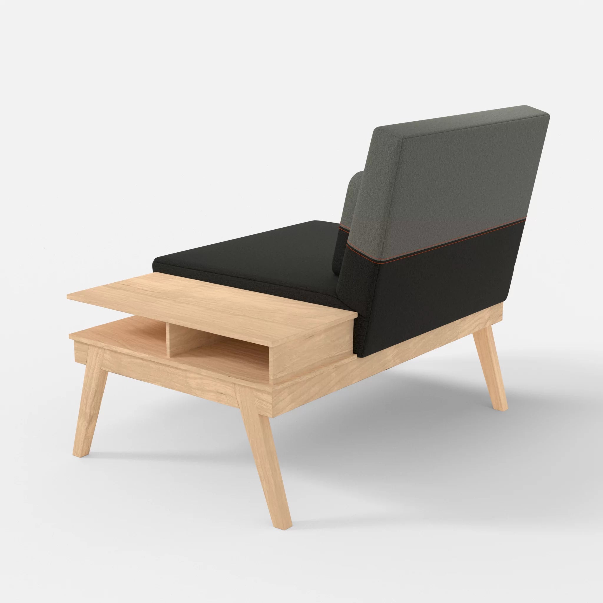 1er Sitzsofa Bauz mit Ablage rechts dama0002-dama0003 in Anthrazit und Mittelgrau von hinten