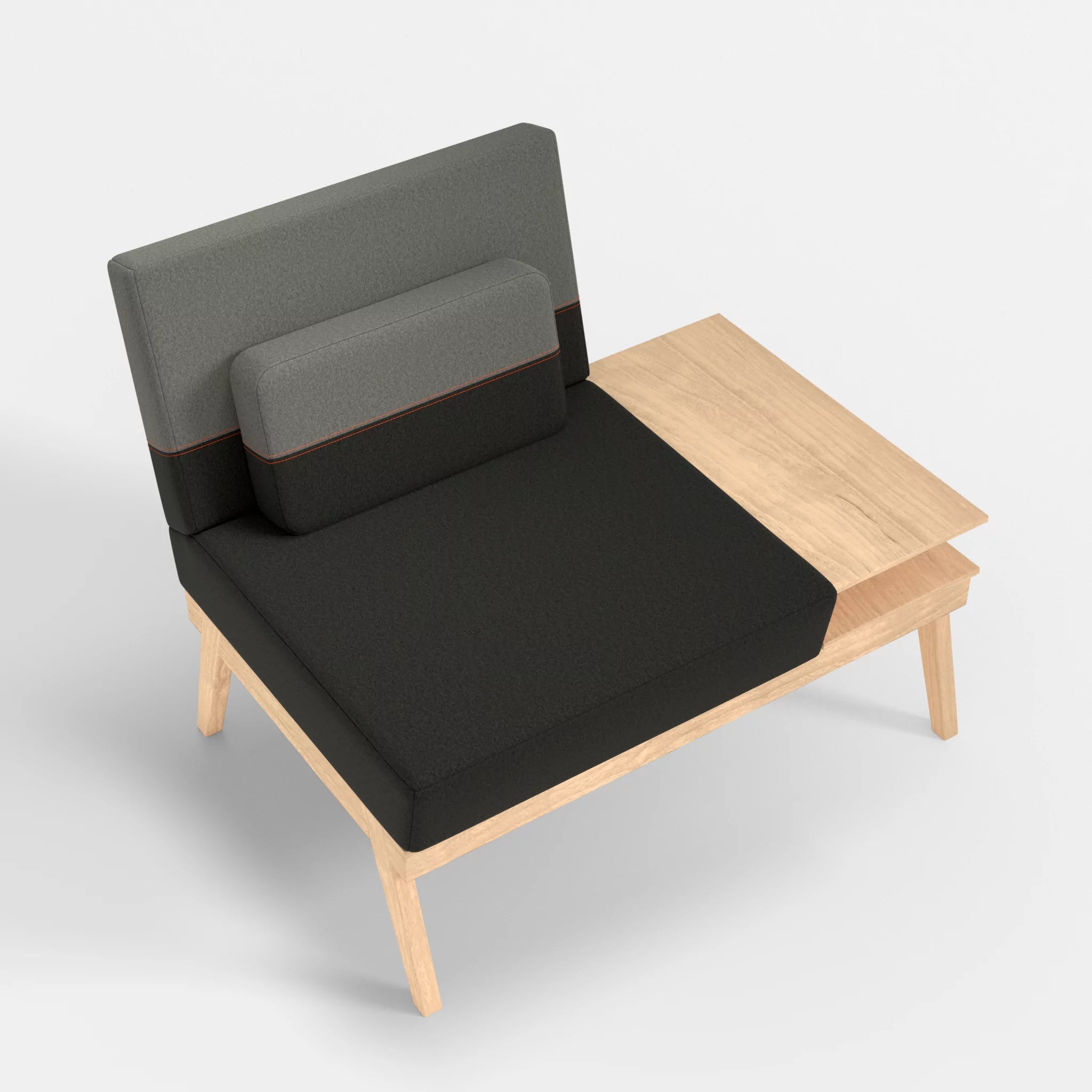 1er Sitzsofa Bauz mit Ablage rechts dama0002-dama0003 in Anthrazit und Mittelgrau von oben