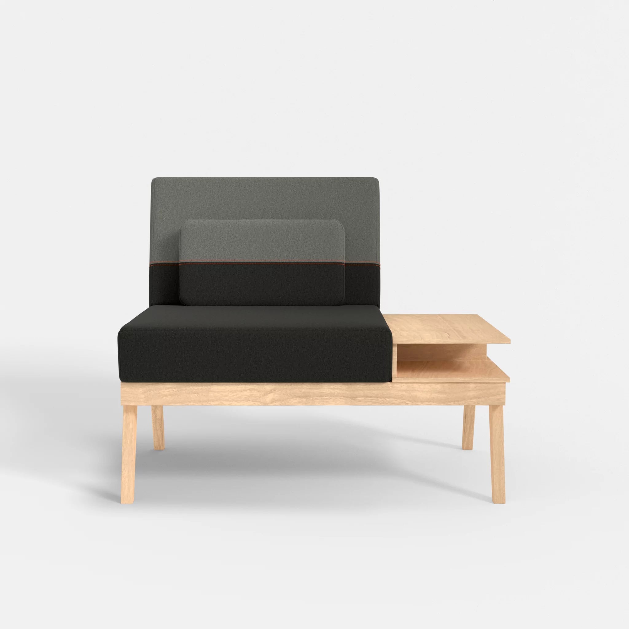 1er Sitzsofa Bauz mit Ablage rechts dama0002-dama0003 in Anthrazit und Mittelgrau von vorne