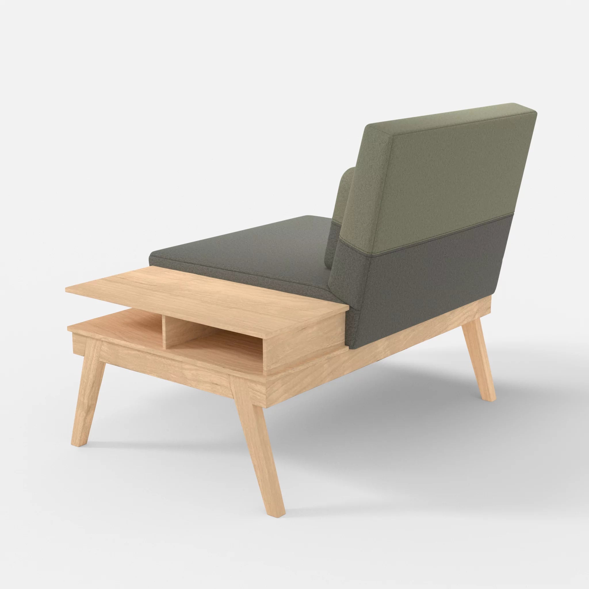 1er Sitzsofa Bauz mit Ablage rechts dama0003-dama0057 in Mittelgrau und Hellgrau von hinten