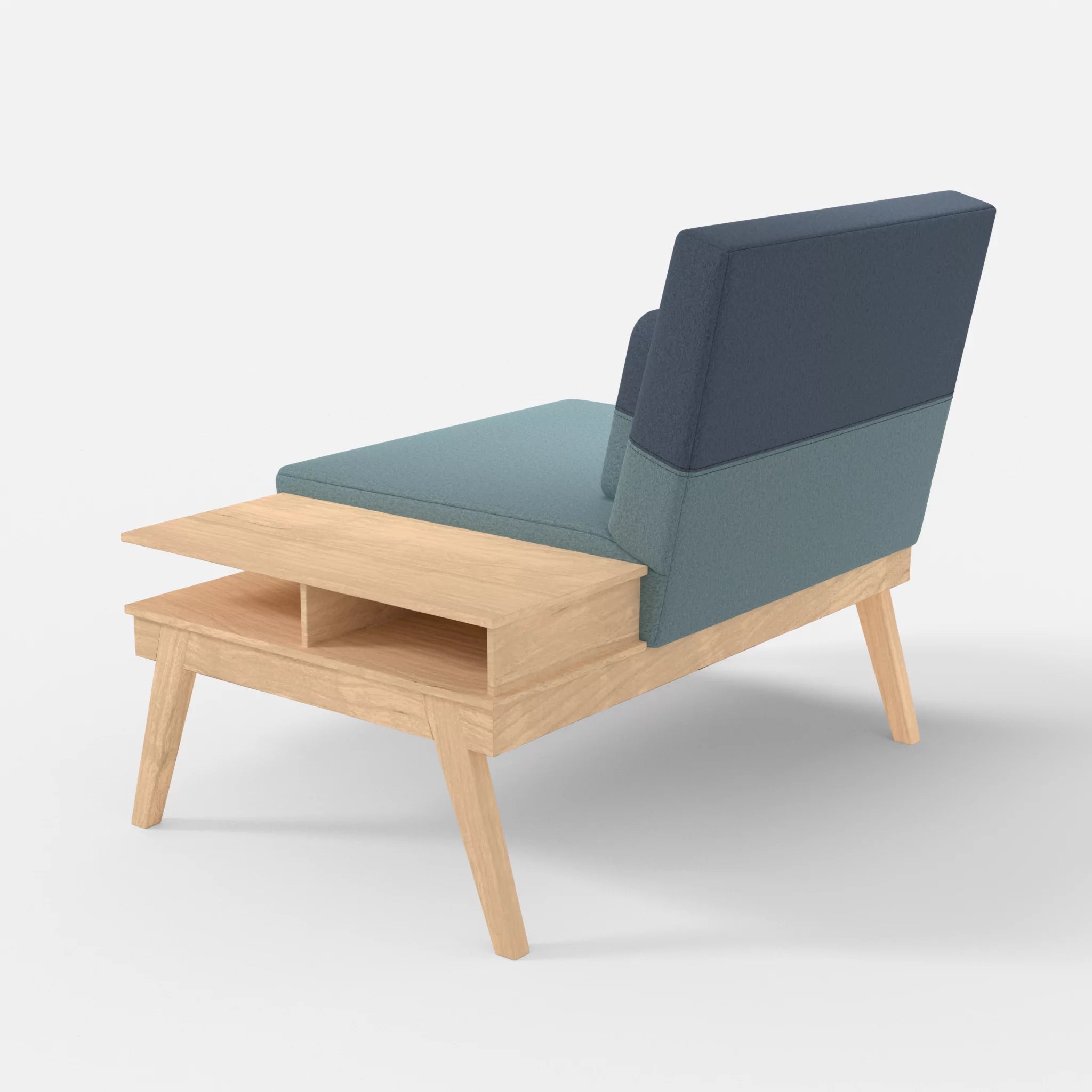 1er Sitzsofa Bauz mit Ablage rechts dama0016-dama0075 in Hellblau und Blau von hinten