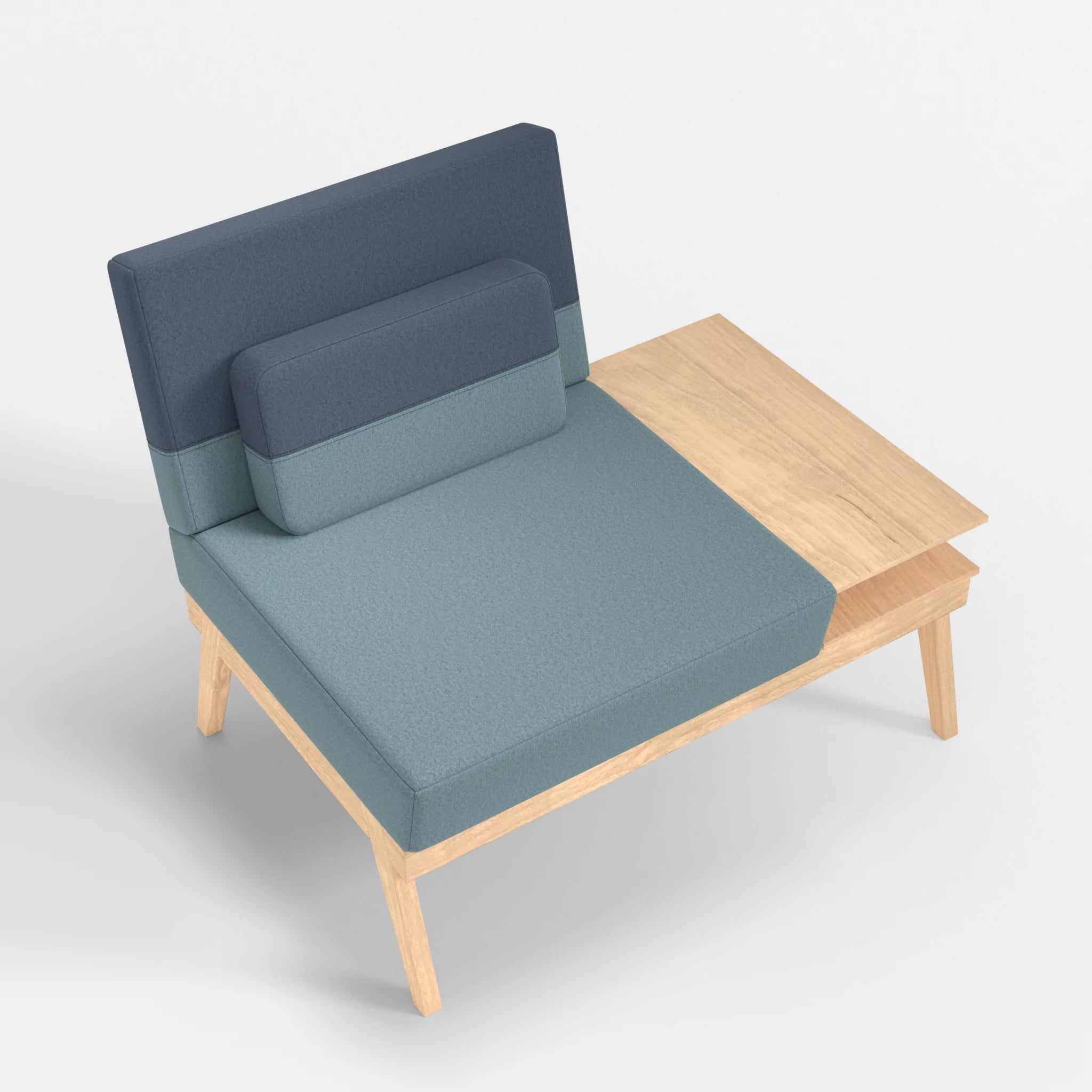 1er Sitzsofa Bauz mit Ablage rechts dama0016-dama0075 in Hellblau und Blau von oben