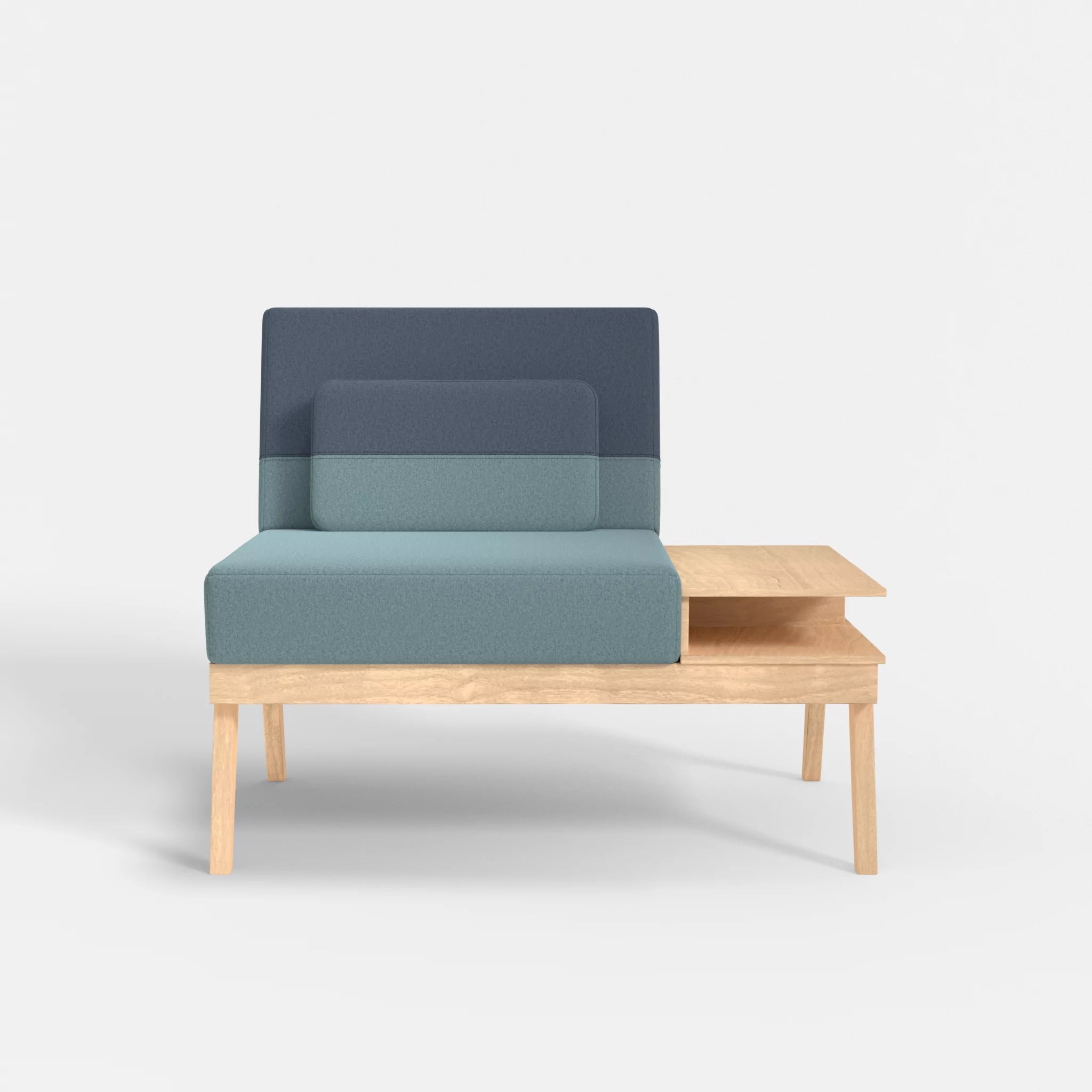 1er Sitzsofa Bauz mit Ablage rechts dama0016-dama0075 in Hellblau und Blau von vorne