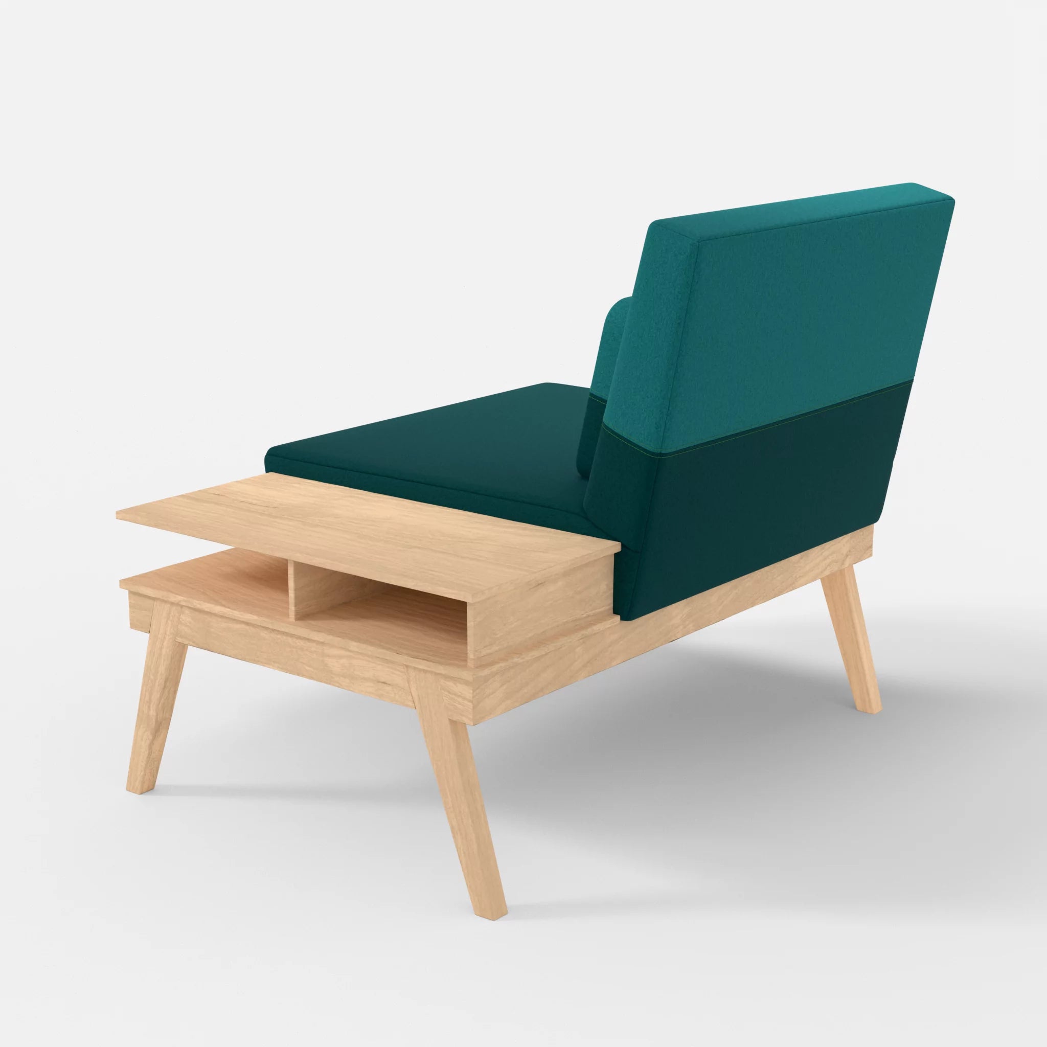 1er Sitzsofa Bauz mit Ablage rechts dama0018-dama0076 in Türkis und Türkis von hinten