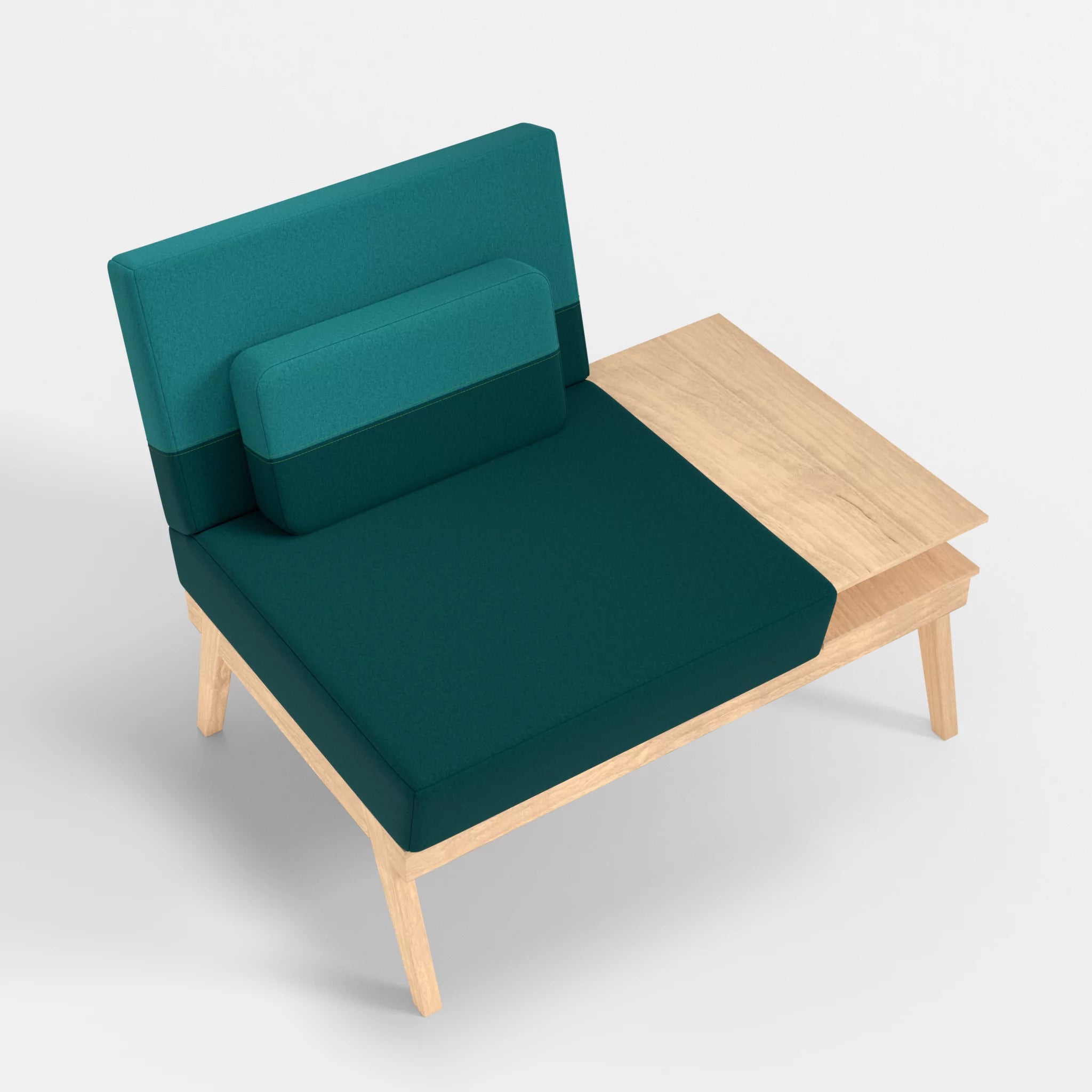 1er Sitzsofa Bauz mit Ablage rechts dama0018-dama0076 in Türkis und Türkis von oben