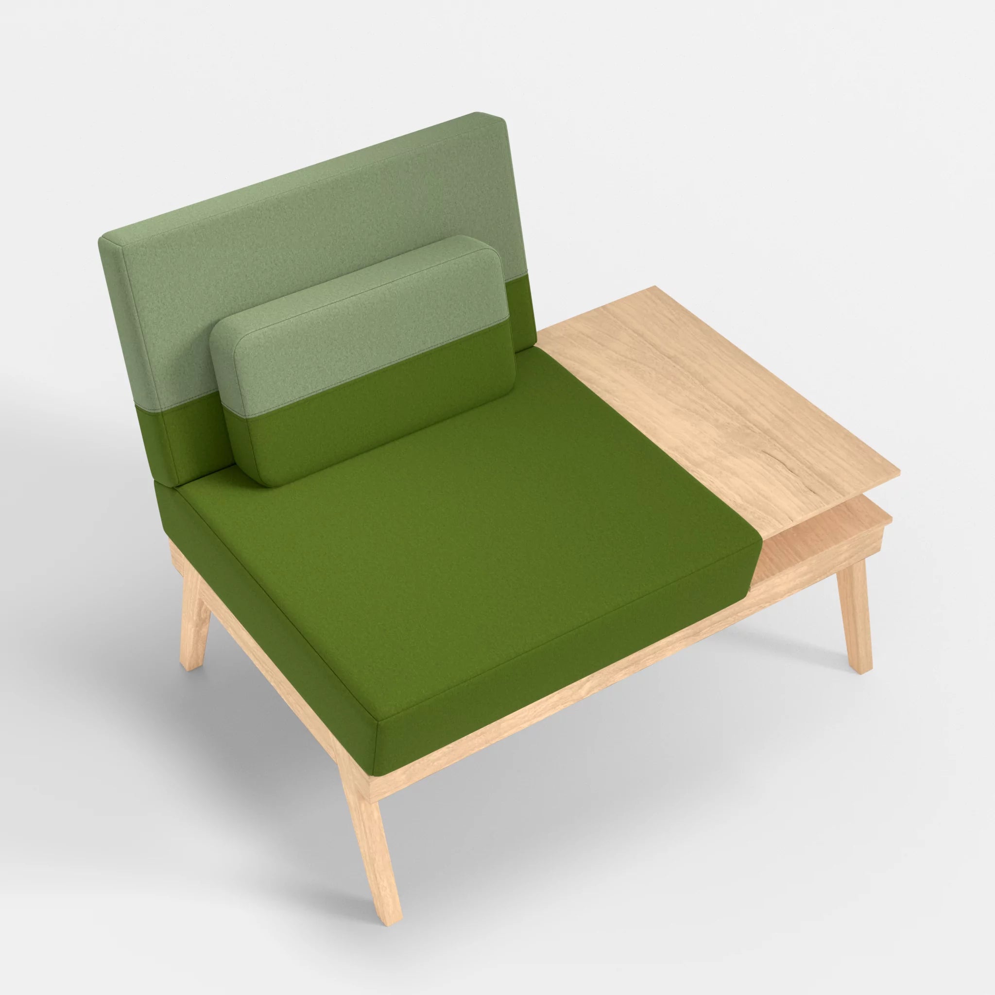 1er Sitzsofa Bauz mit Ablage rechts dama0027-dama0042 in Grün und Hellgrün von oben