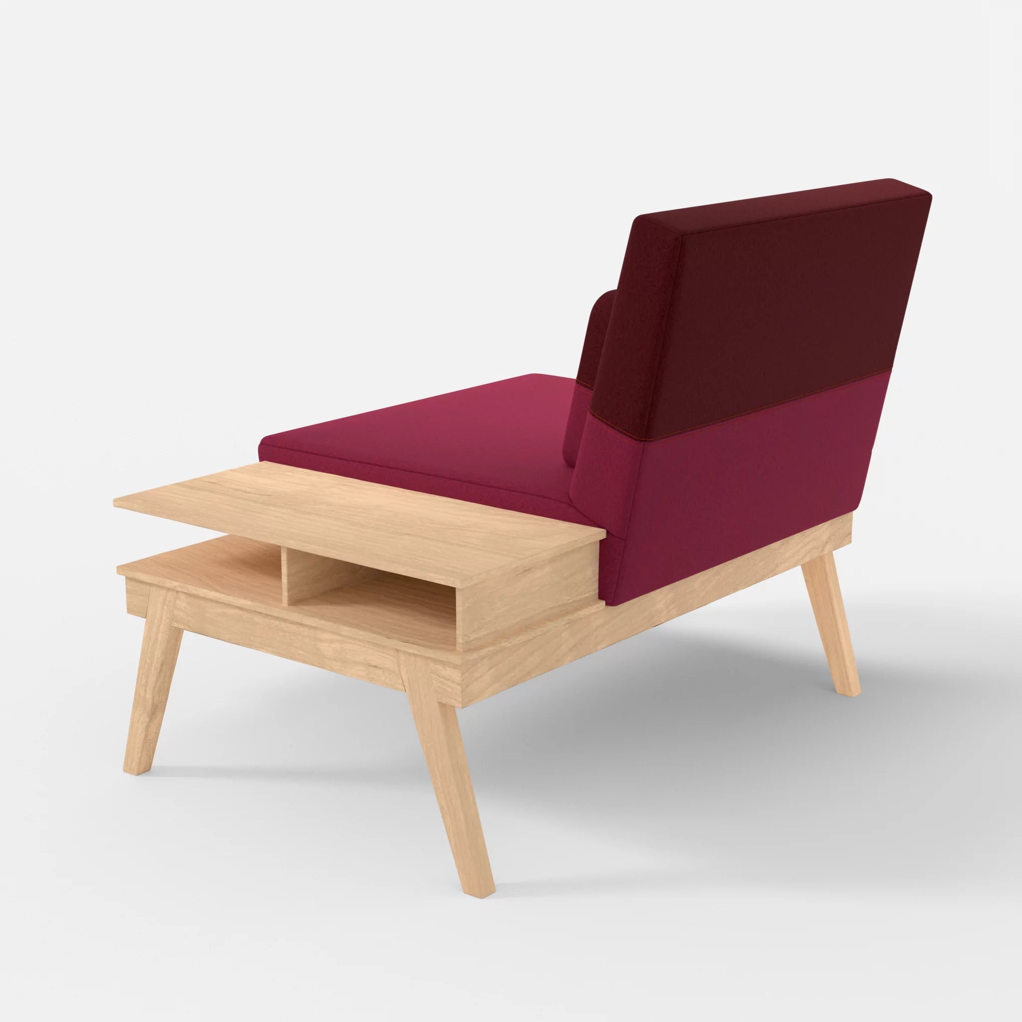 1er Sitzsofa Bauz mit Ablage rechts dama0034-dama0050 in Bordeaux und Fuchsia von hinten