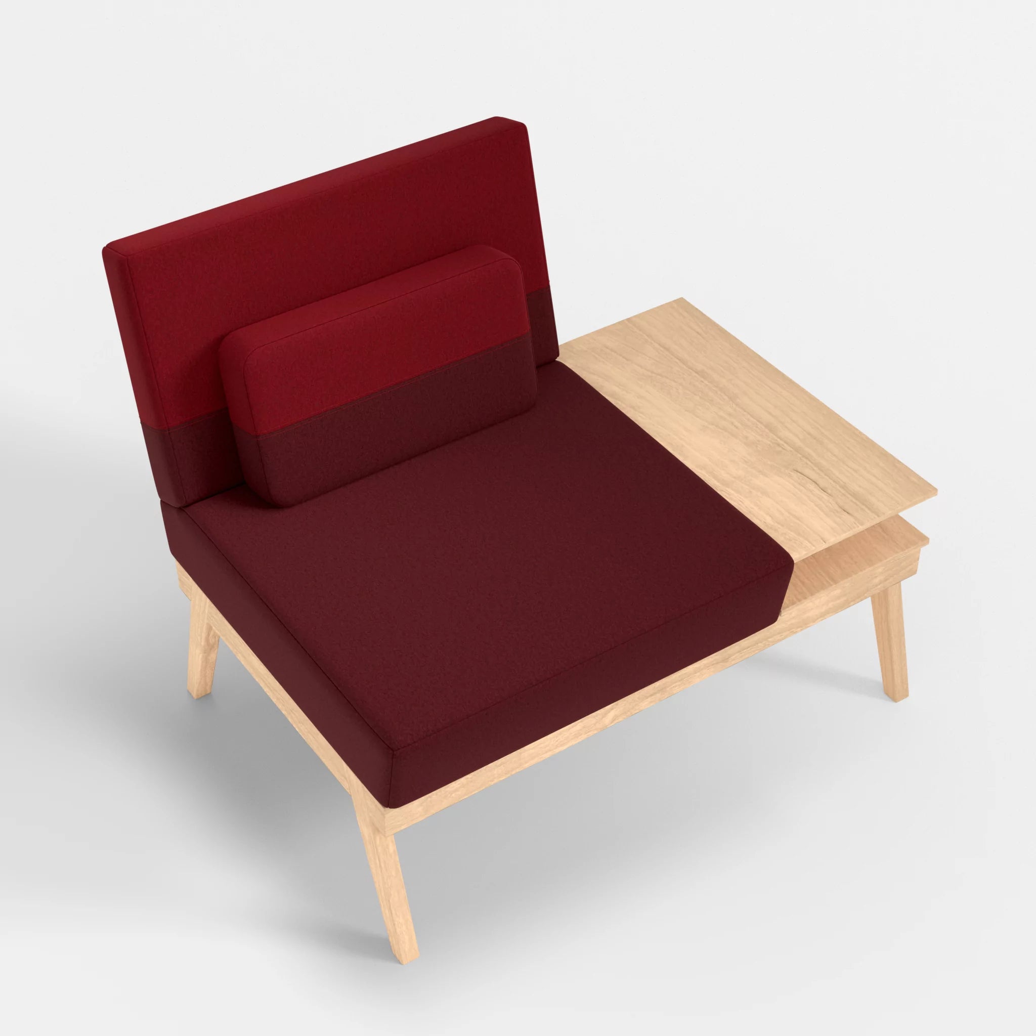 1er Sitzsofa Bauz mit Ablage rechts dama0034-dama0053 in Bordeaux und Rot von oben