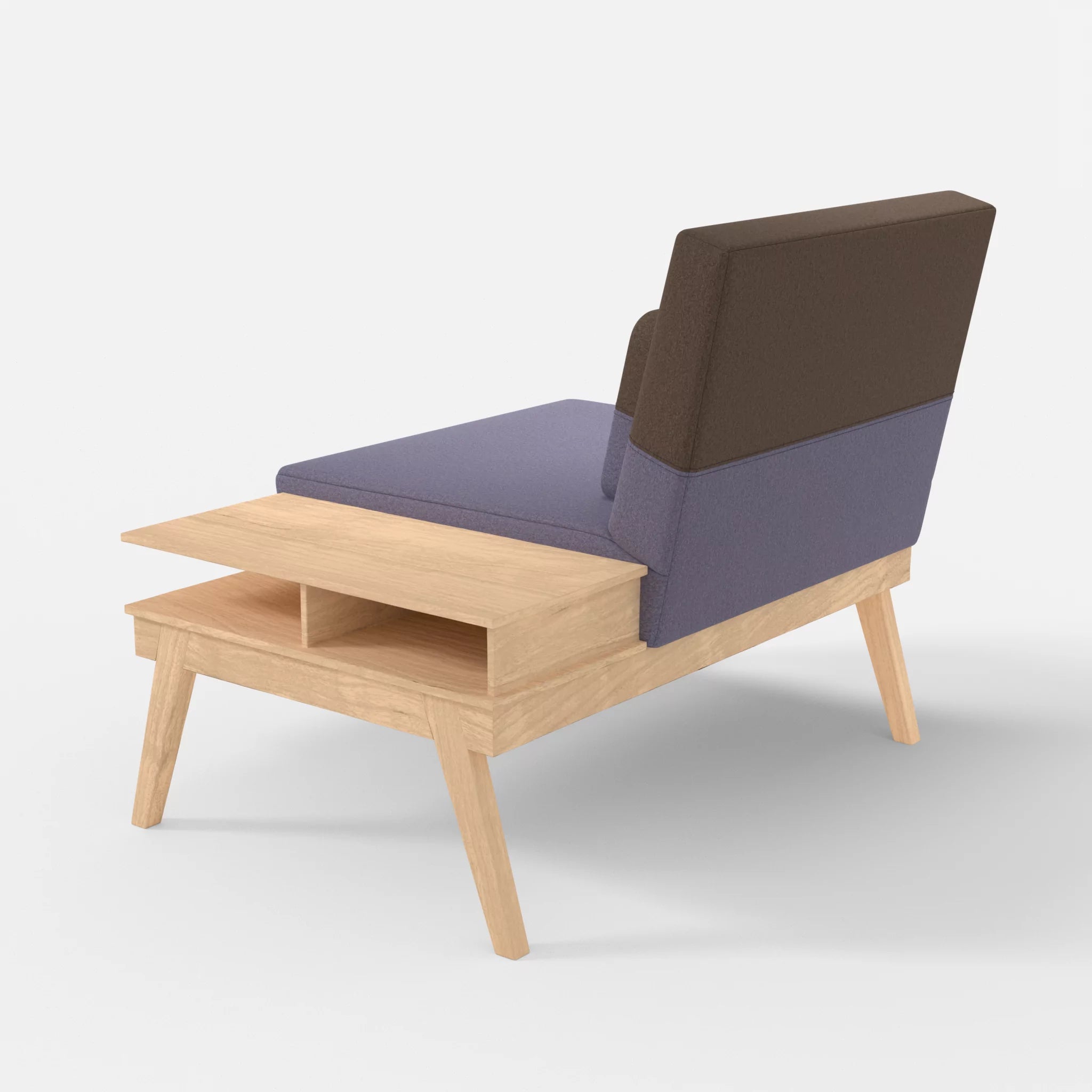 1er Sitzsofa Bauz mit Ablage rechts dama0039-dama0051 in Flieder und Braun von hinten