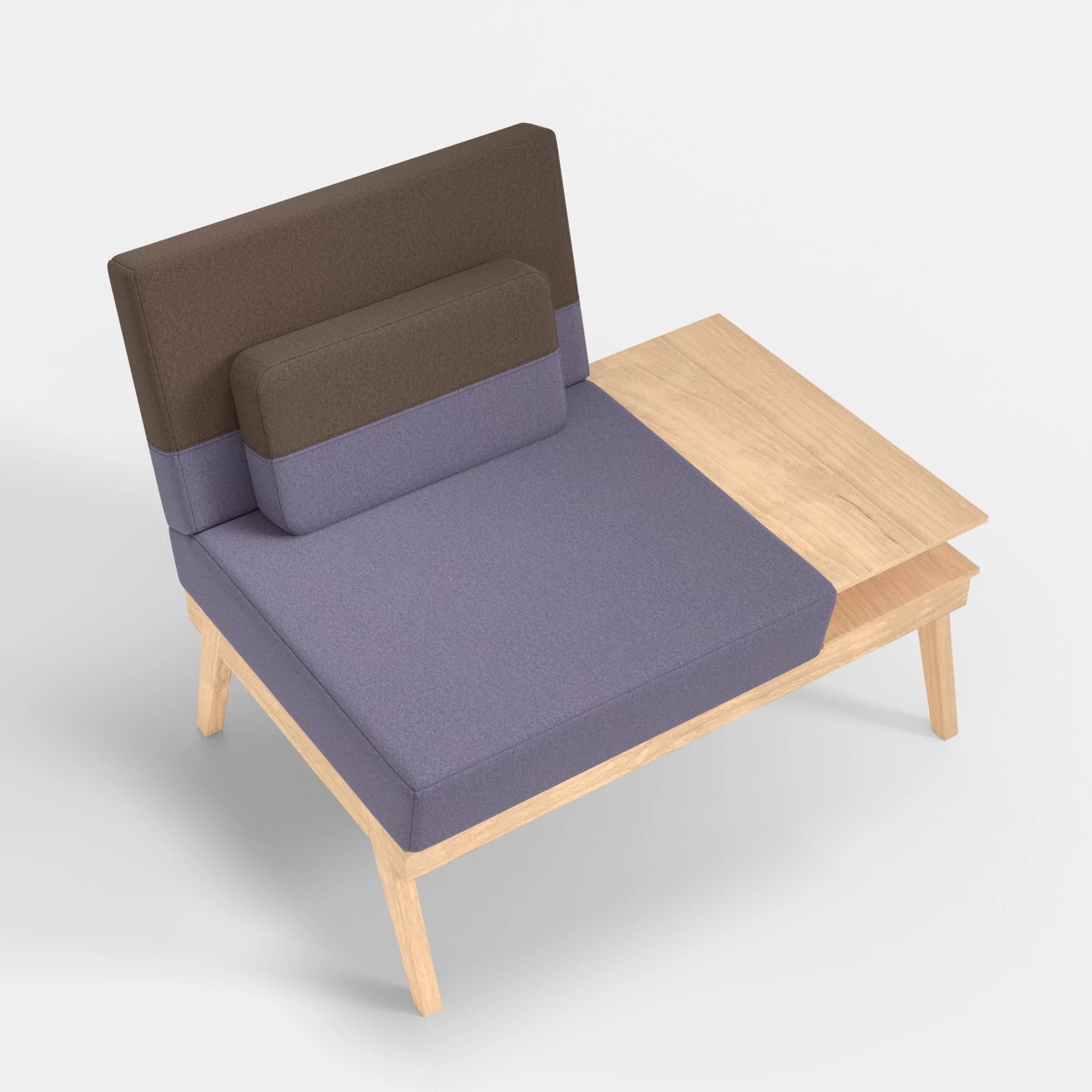 1er Sitzsofa Bauz mit Ablage rechts dama0039-dama0051 in Flieder und Braun von oben