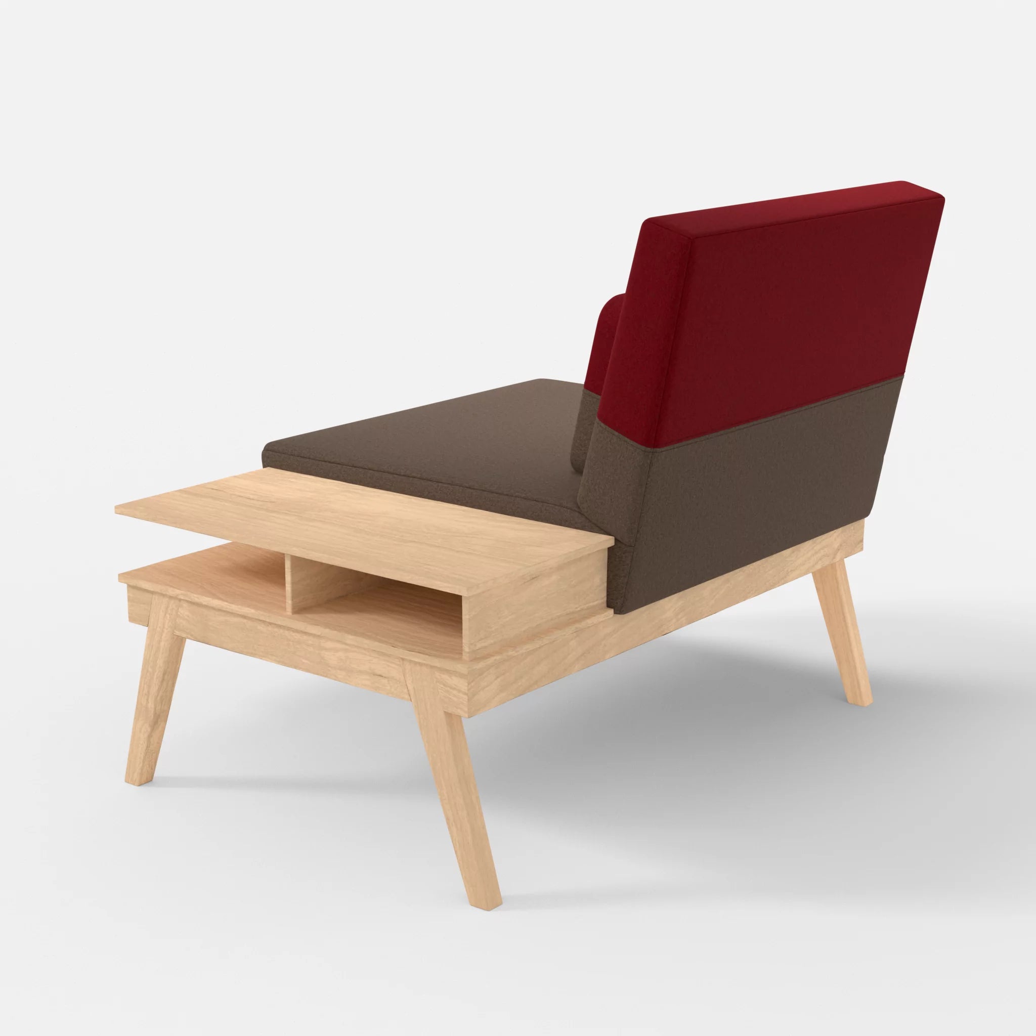 1er Sitzsofa Bauz mit Ablage rechts dama0051-dama0053 in Braun und Rot von hinten