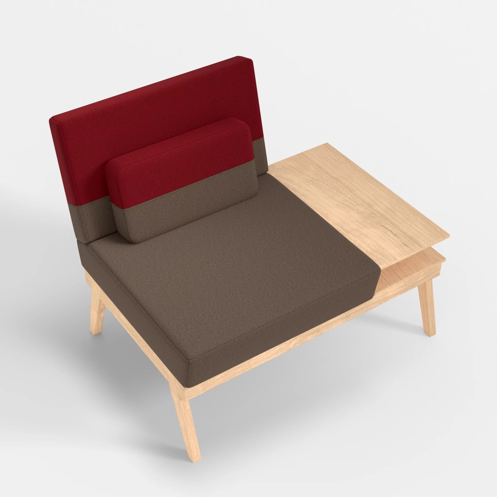 1er Sitzsofa Bauz mit Ablage rechts dama0051-dama0053 in Braun und Rot von oben