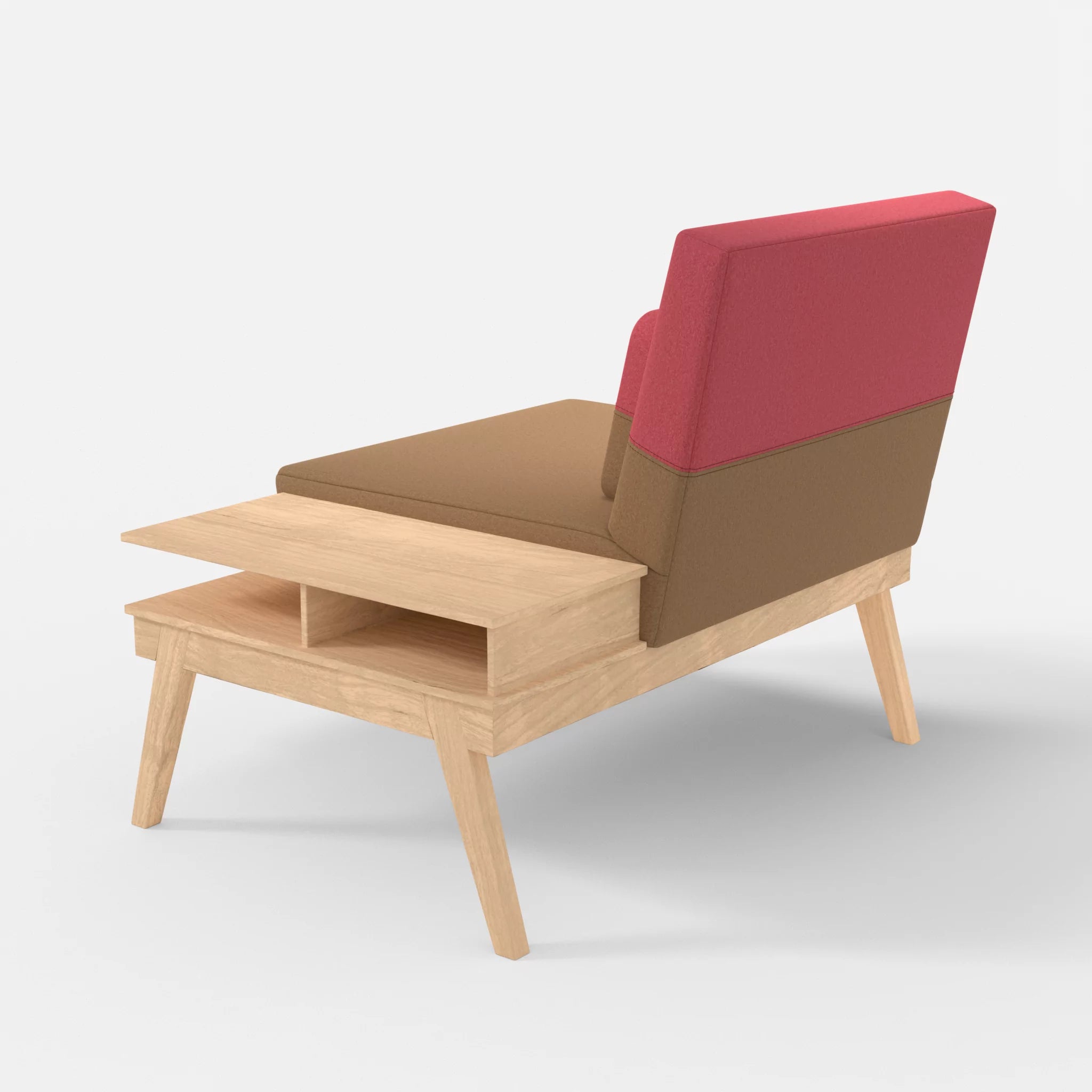 1er Sitzsofa Bauz mit Ablage rechts dama0056-dama0083 in Beige und Pink von hinten