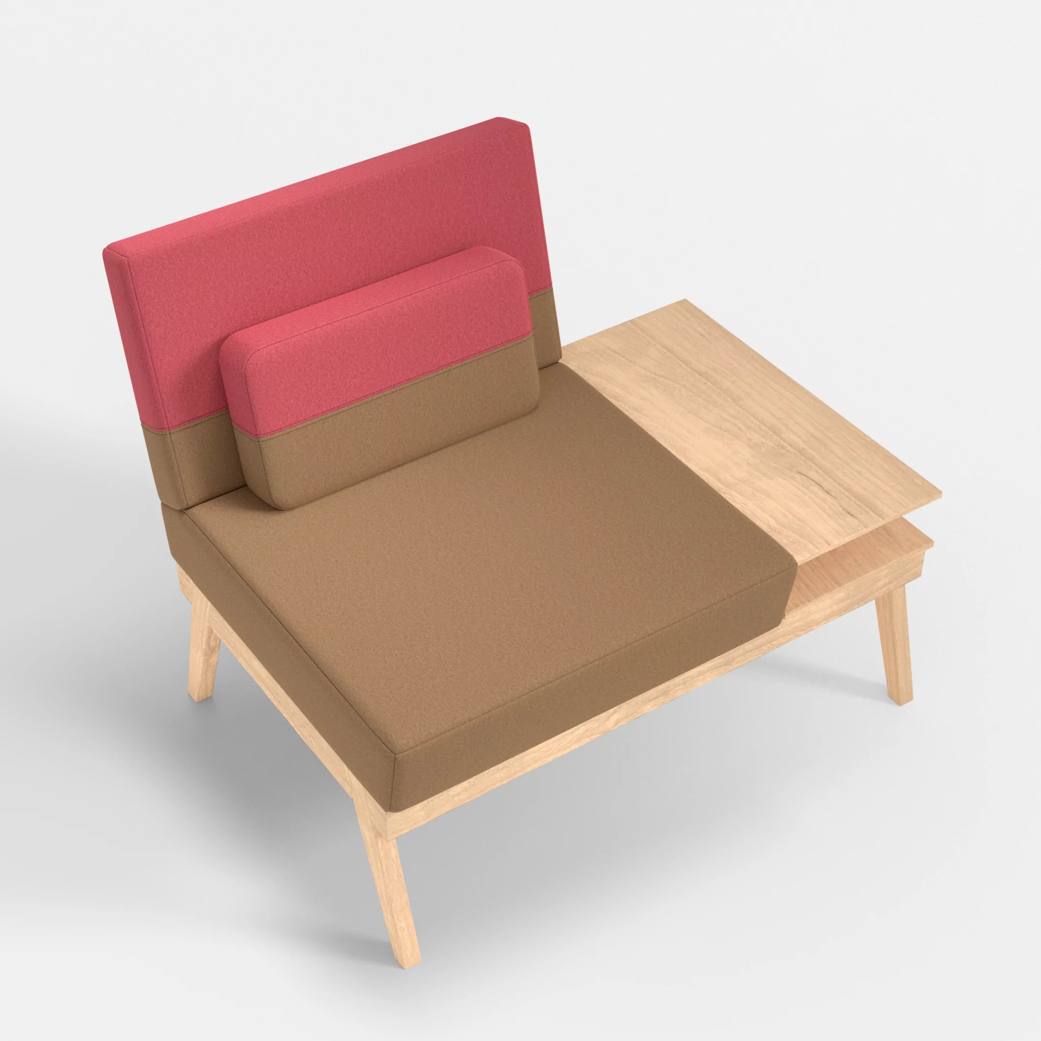 1er Sitzsofa Bauz mit Ablage rechts dama0056-dama0083 in Beige und Pink von oben