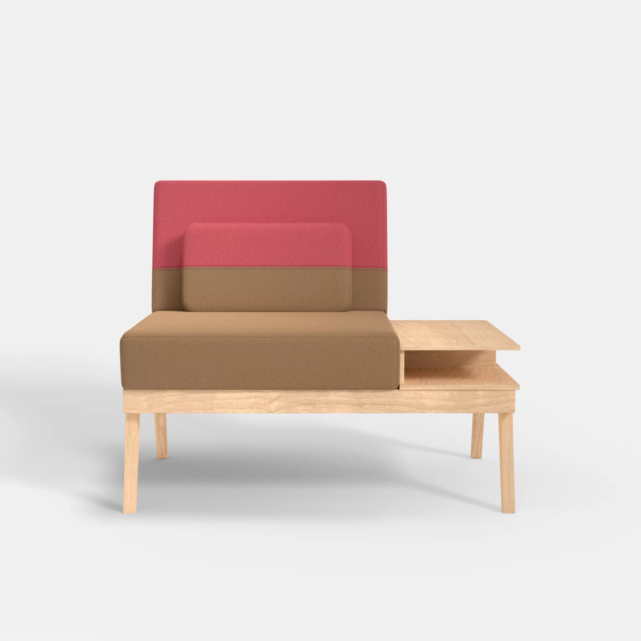 1er Sitzsofa Bauz mit Ablage rechts dama0056-dama0083 in Beige und Pink von vorne