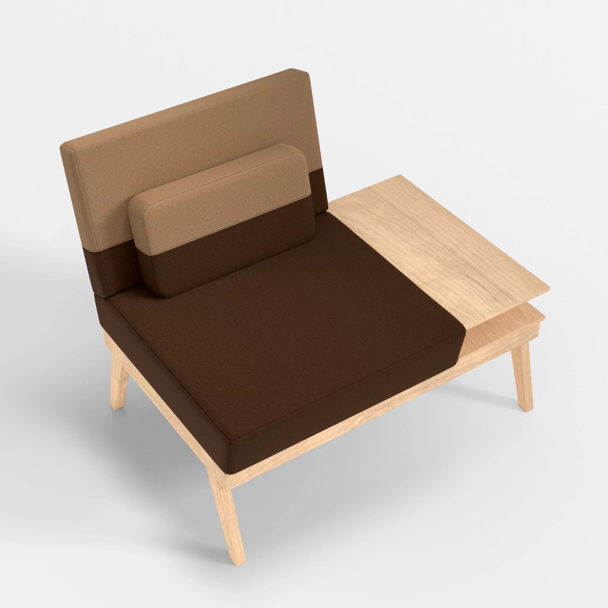 1er Sitzsofa Bauz mit Ablage rechts dama0060-dama0056 in Braun und Beige von oben
