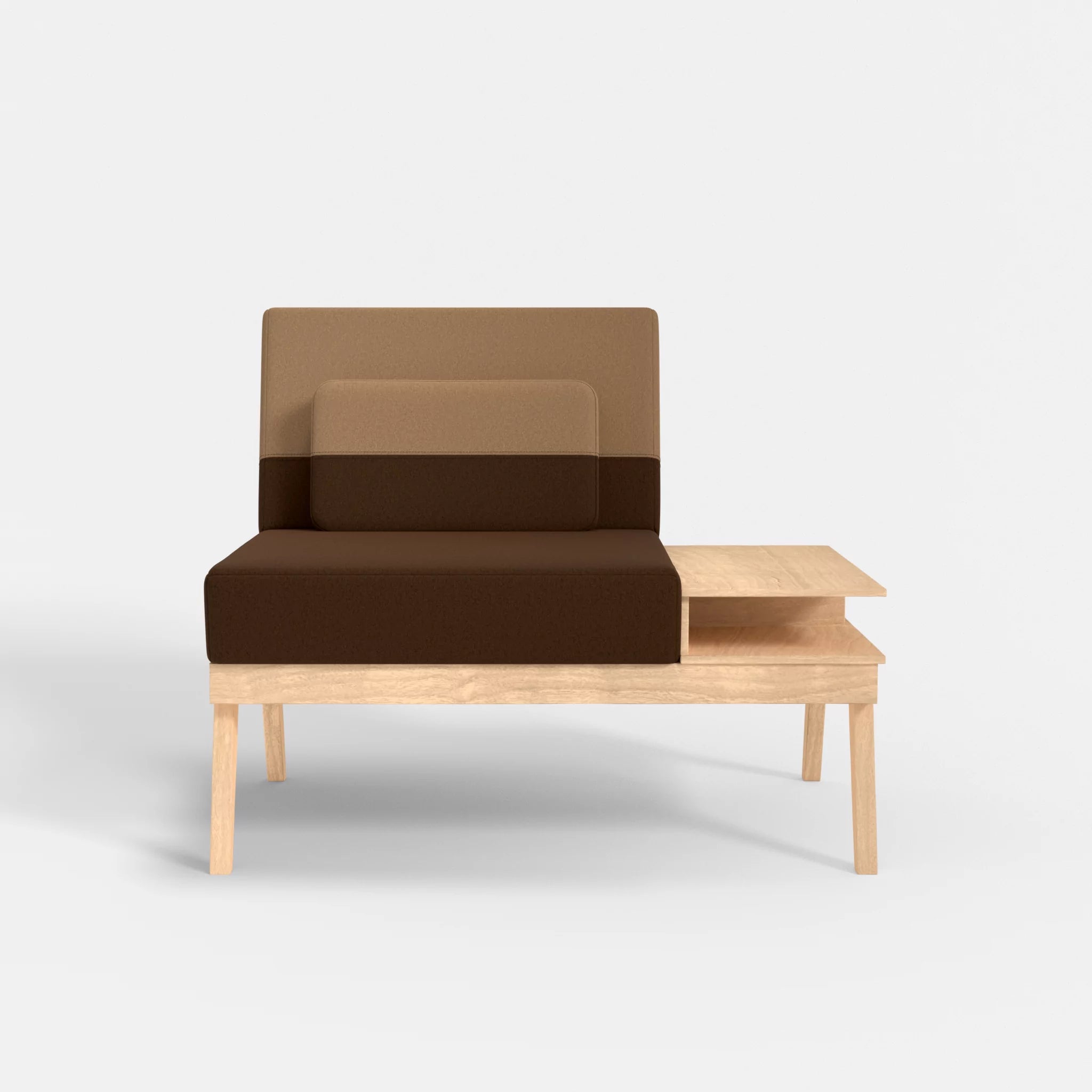 1er Sitzsofa Bauz mit Ablage rechts dama0060-dama0056 in Braun und Beige von vorne