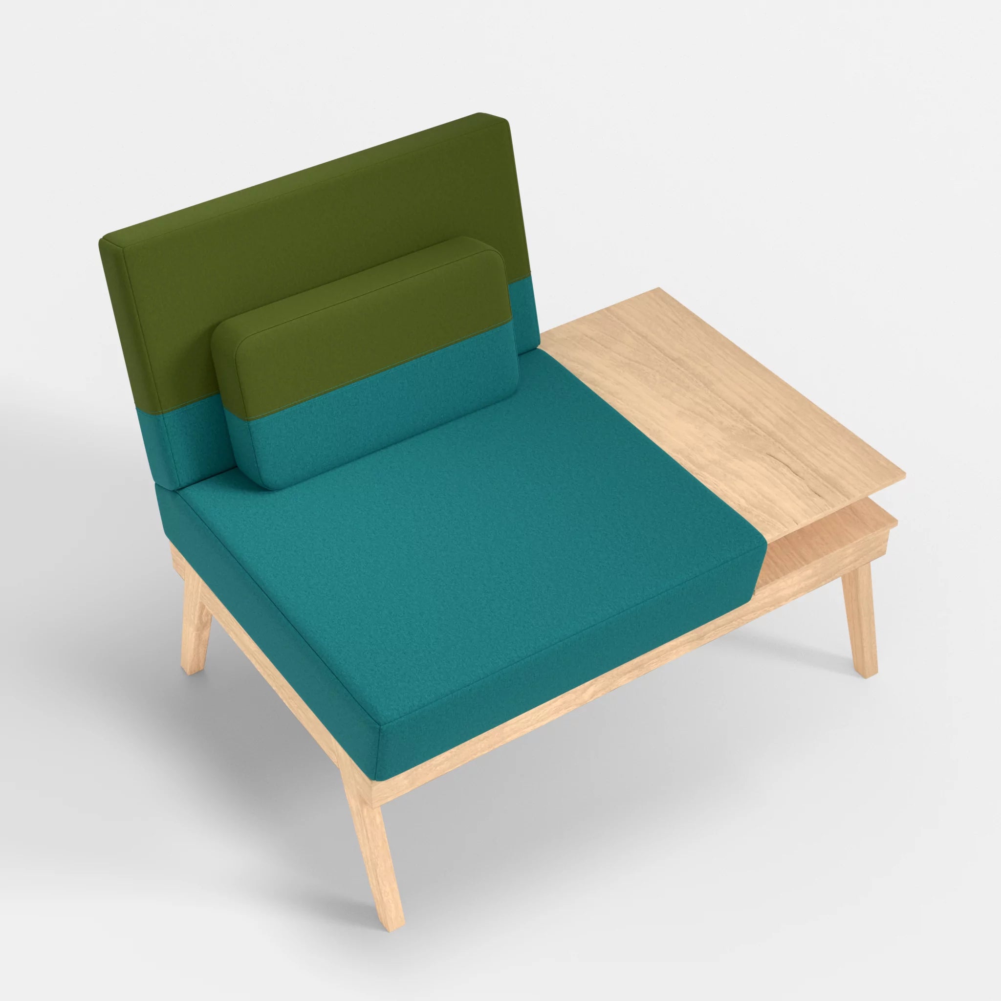 1er Sitzsofa Bauz mit Ablage rechts dama0076-dama0059 in Türkis und Grün von oben