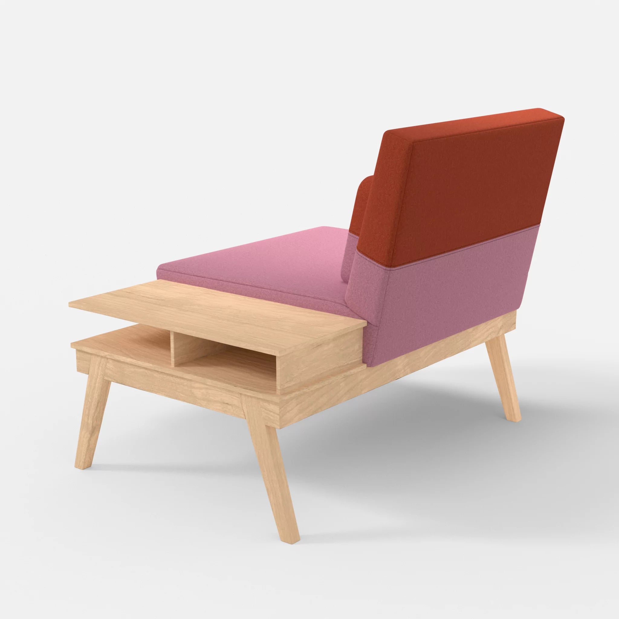 1er Sitzsofa Bauz mit Ablage rechts dama0084-dama0062 in Rosa und Orange von hinten