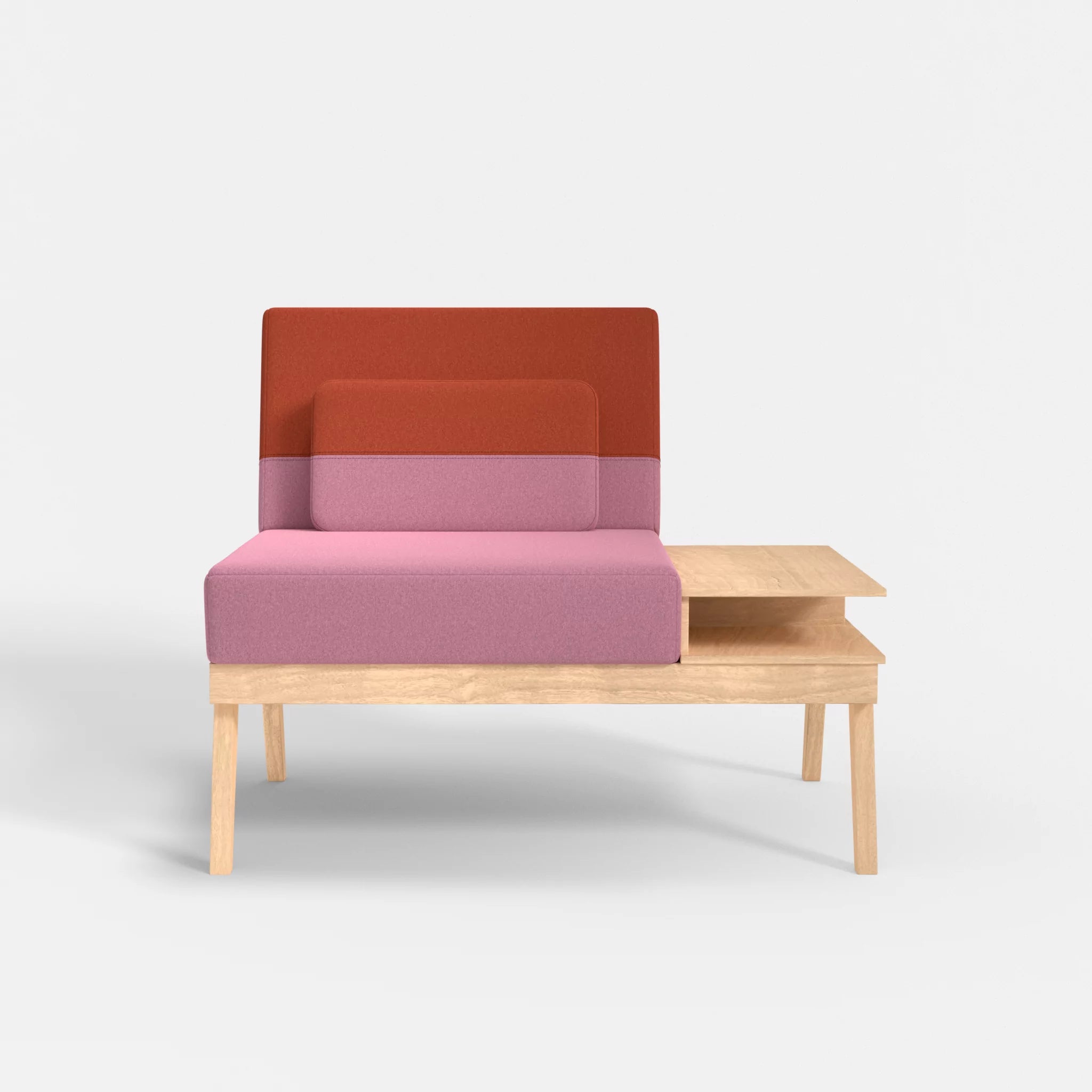 1er Sitzsofa Bauz mit Ablage rechts dama0084-dama0062 in Rosa und Orange von vorne
