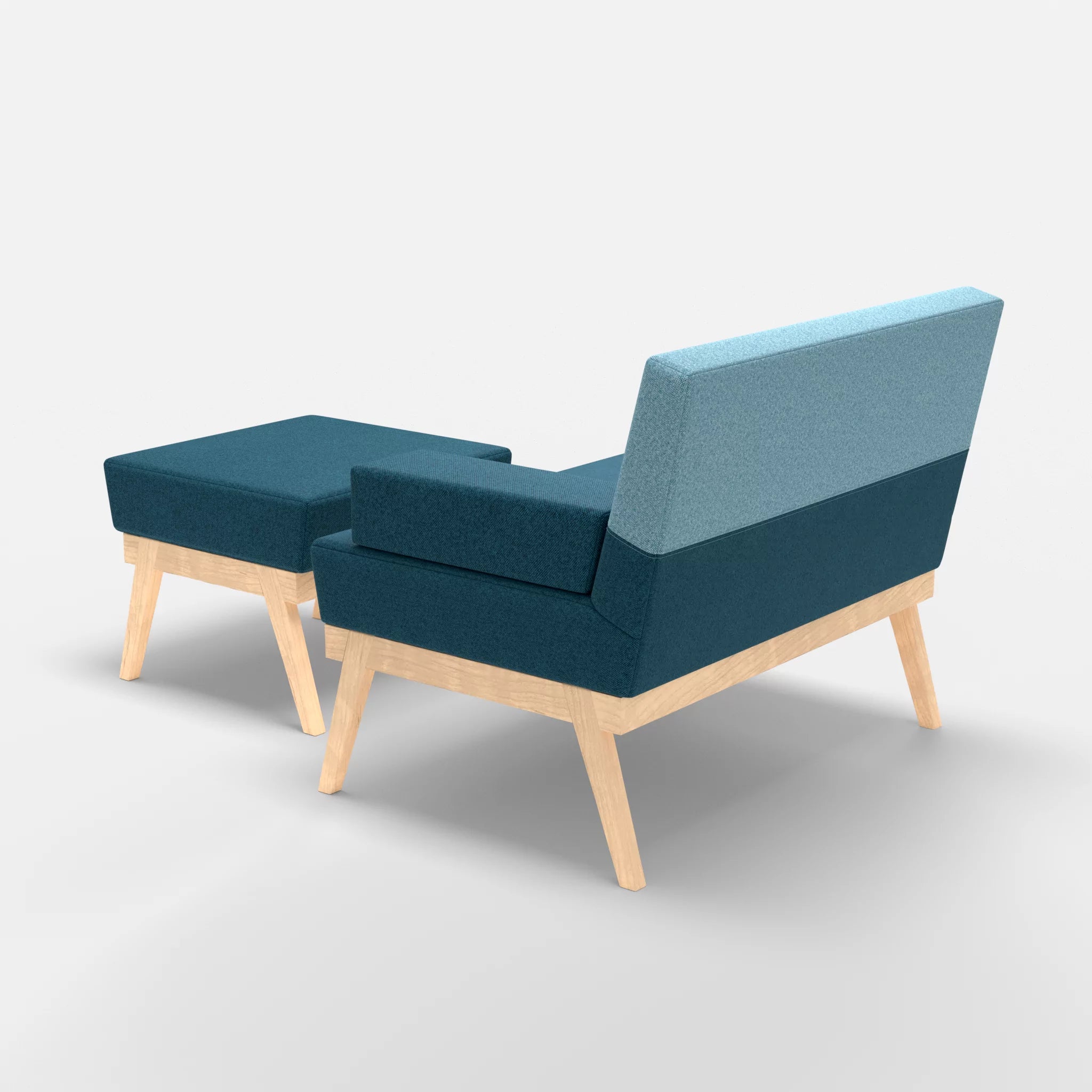 1er Sitzsofa Bauz mit Pouf celia0203-celia0209 in Blau und Türkis von hinten