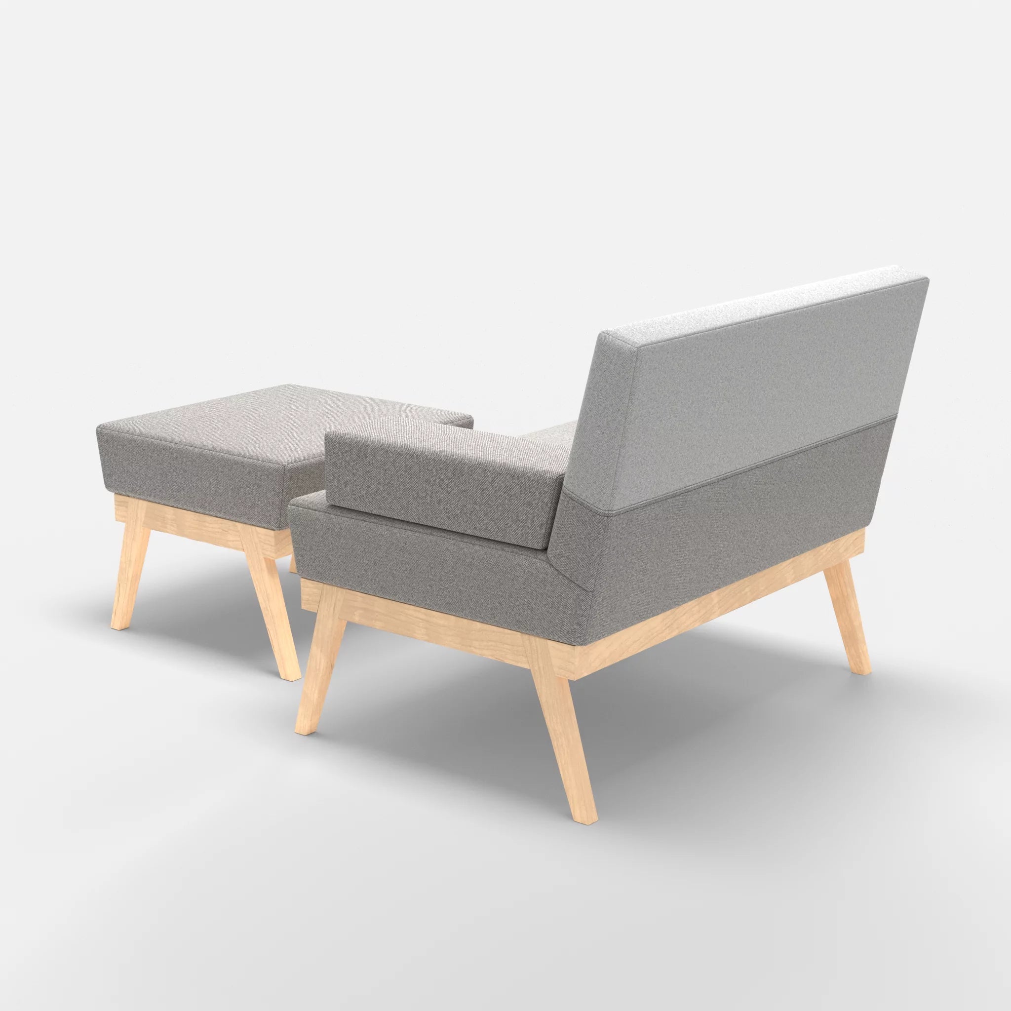 1er Sitzsofa Bauz mit Pouf celia0208-celia0204 in Mittelgrau und Hellgrau von hinten