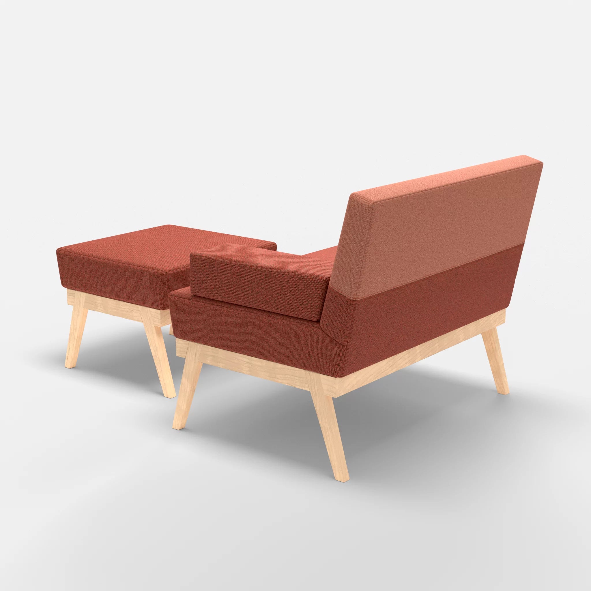 1er Sitzsofa Bauz mit Pouf celia0214-celia0217 in Terracotta und Orange von hinten