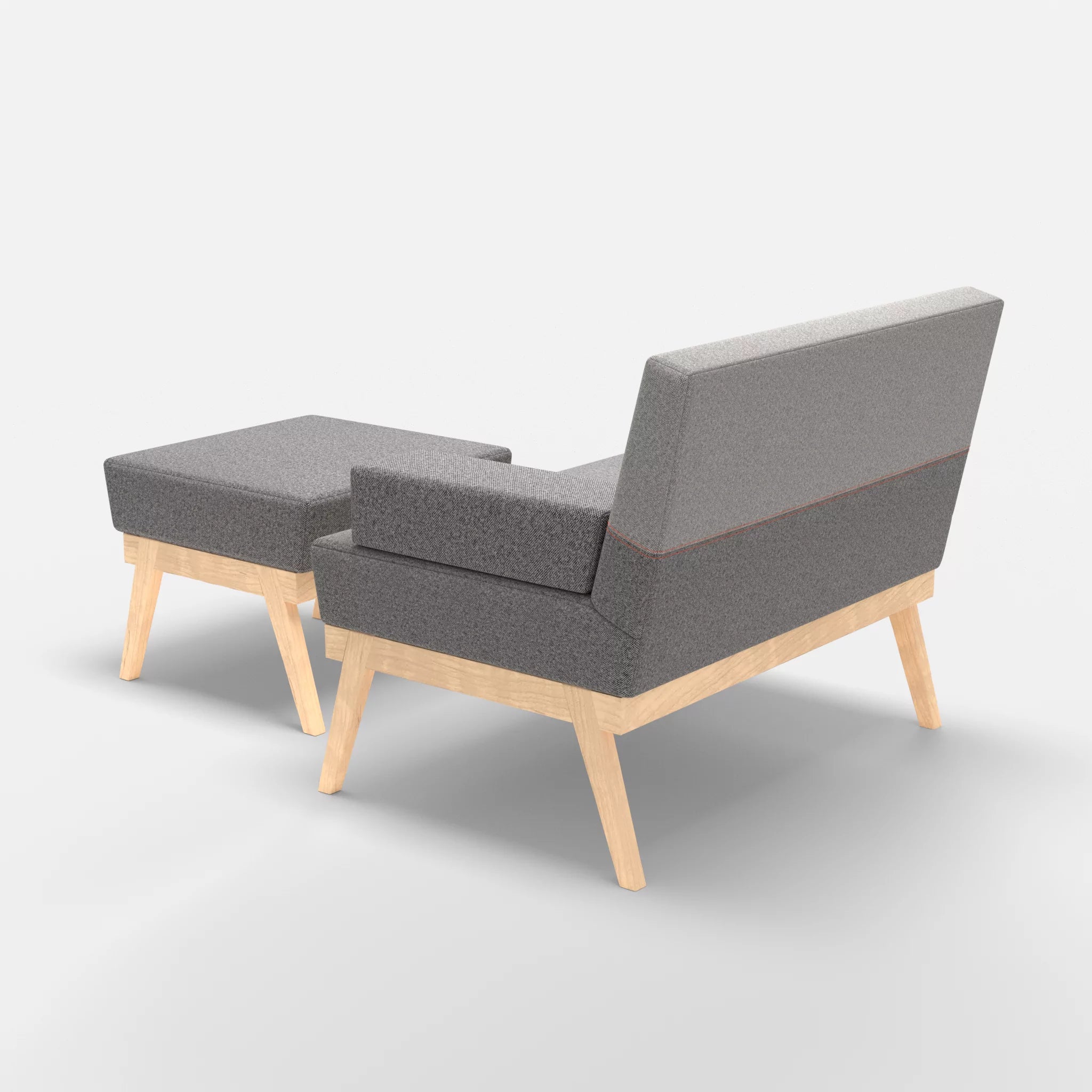 1er Sitzsofa Bauz mit Pouf celia0218-celia0208 in Dunkelgrau und Mittelgrau von hinten