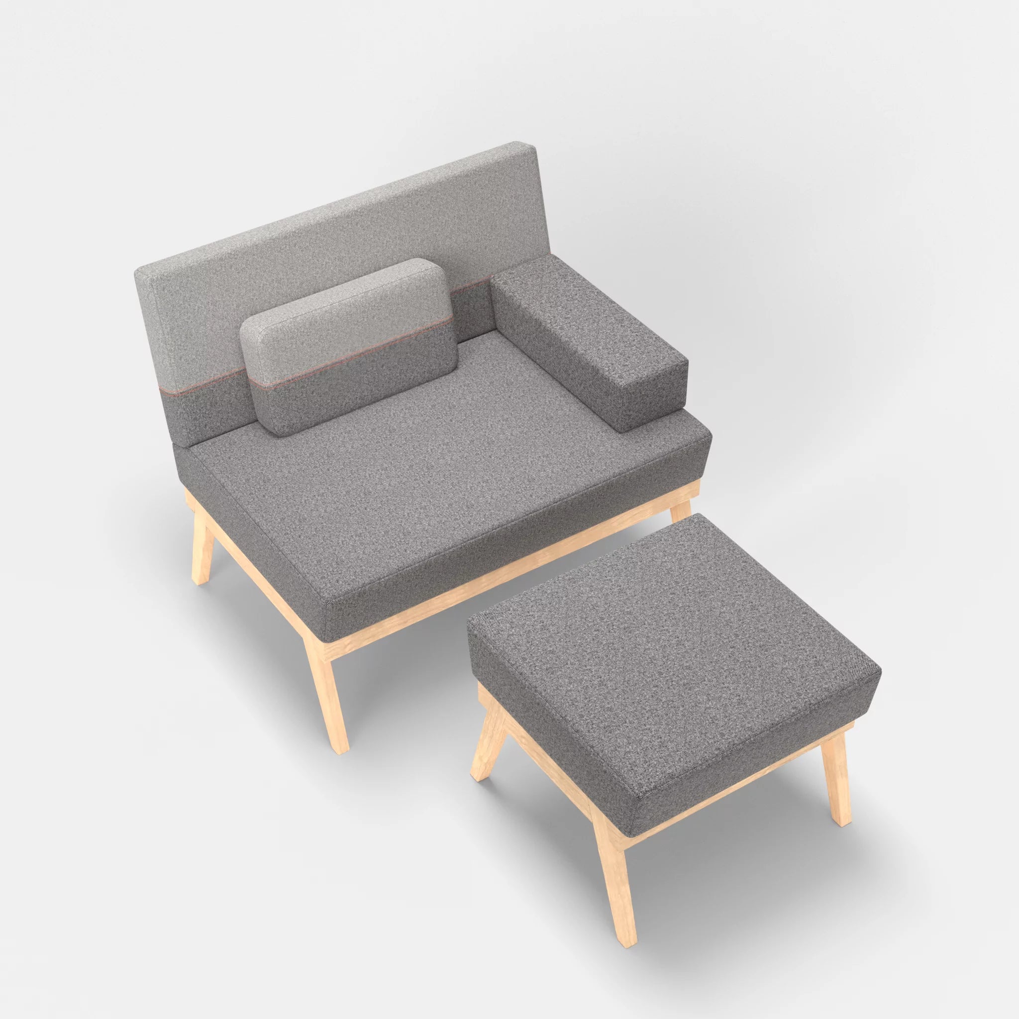 1er Sitzsofa Bauz mit Pouf celia0218-celia0208 in Dunkelgrau und Mittelgrau von oben