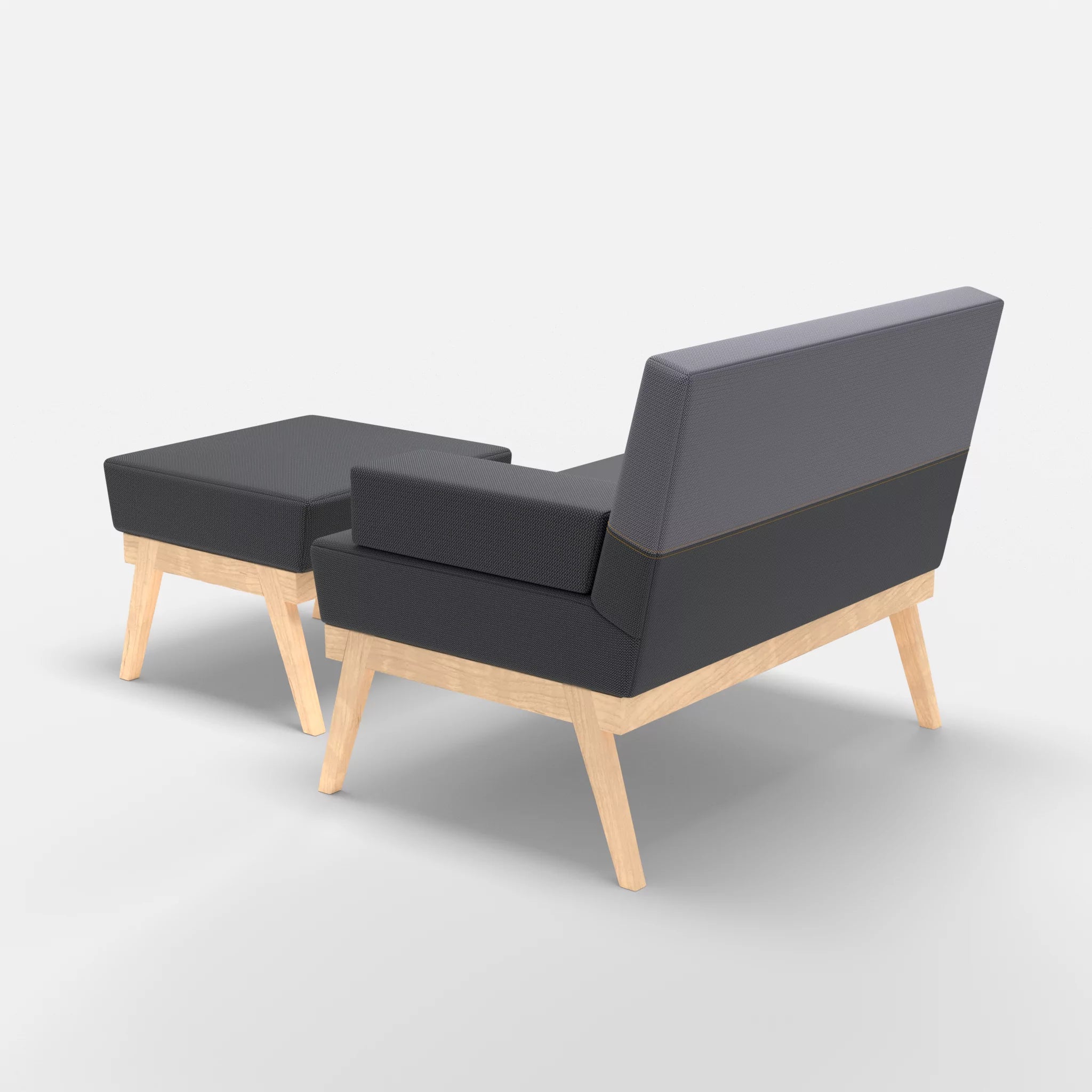 1er Sitzsofa Bauz mit Pouf credoasphalt-credocarbon in Anthrazit und Dunkelgrau von hinten