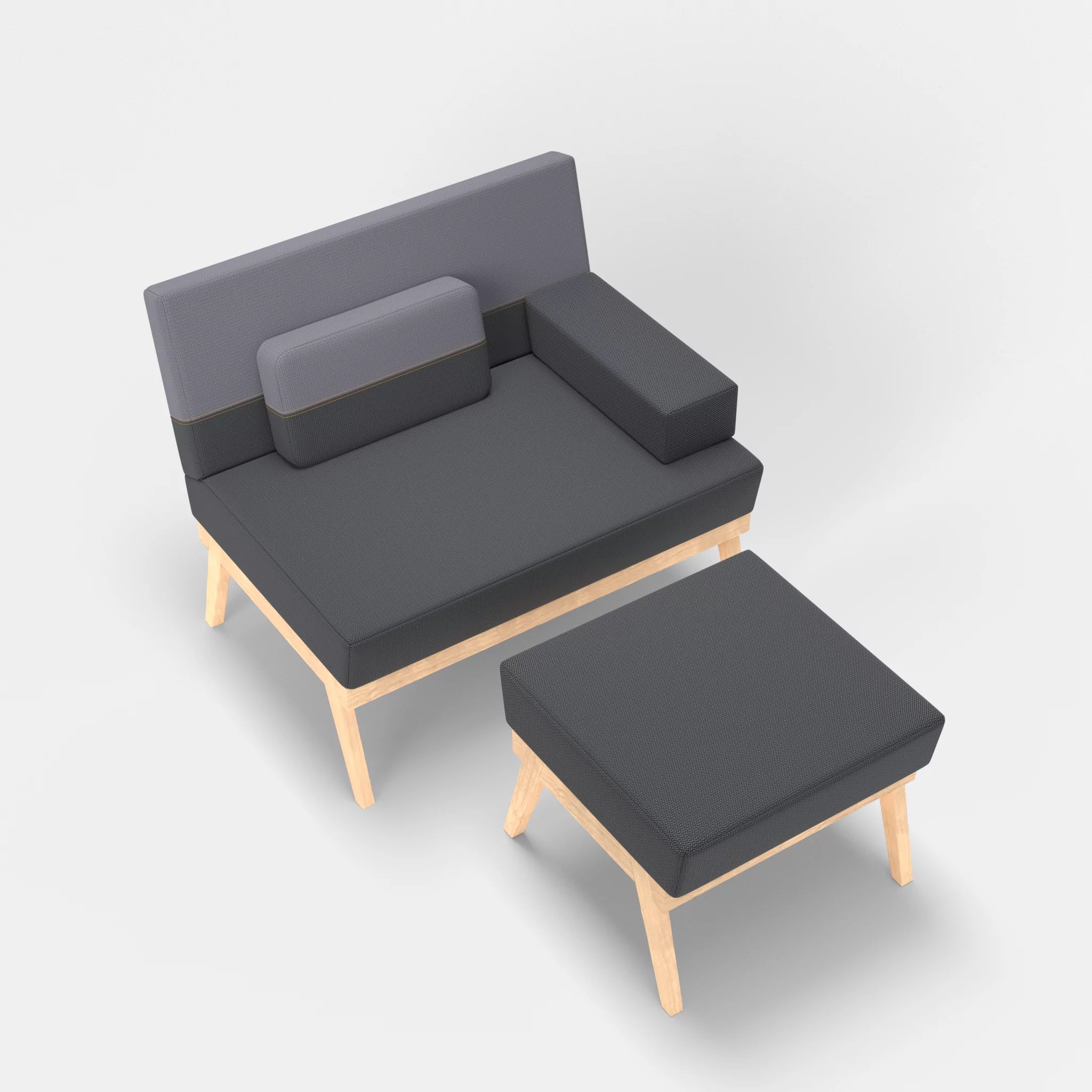 1er Sitzsofa Bauz mit Pouf credoasphalt-credocarbon in Anthrazit und Dunkelgrau von oben